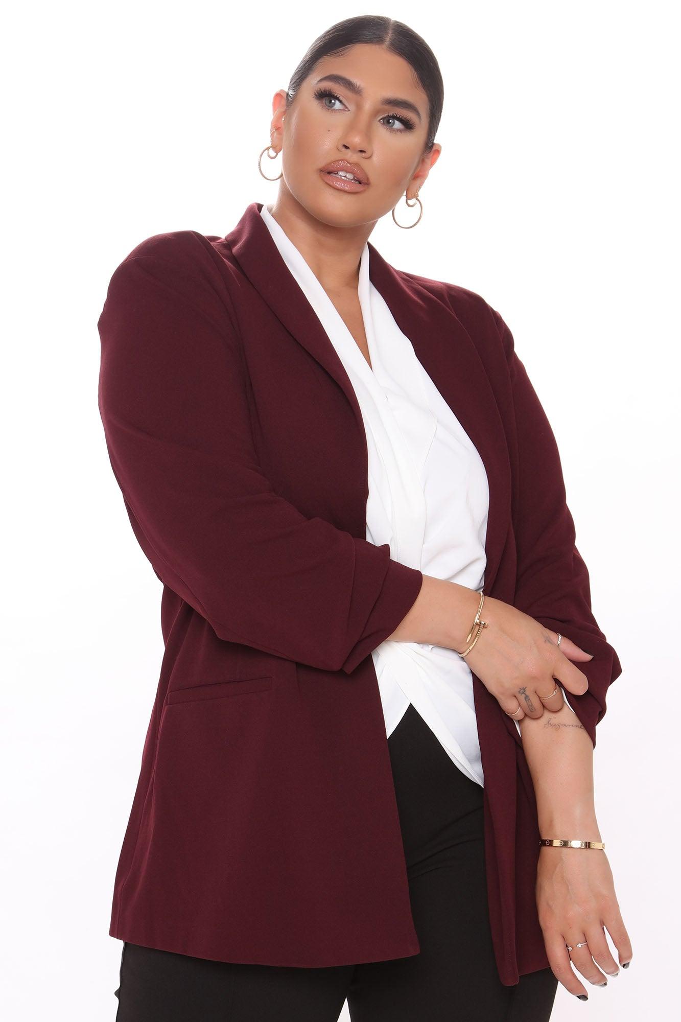 The Celine Blazer - Burgundy Product Image