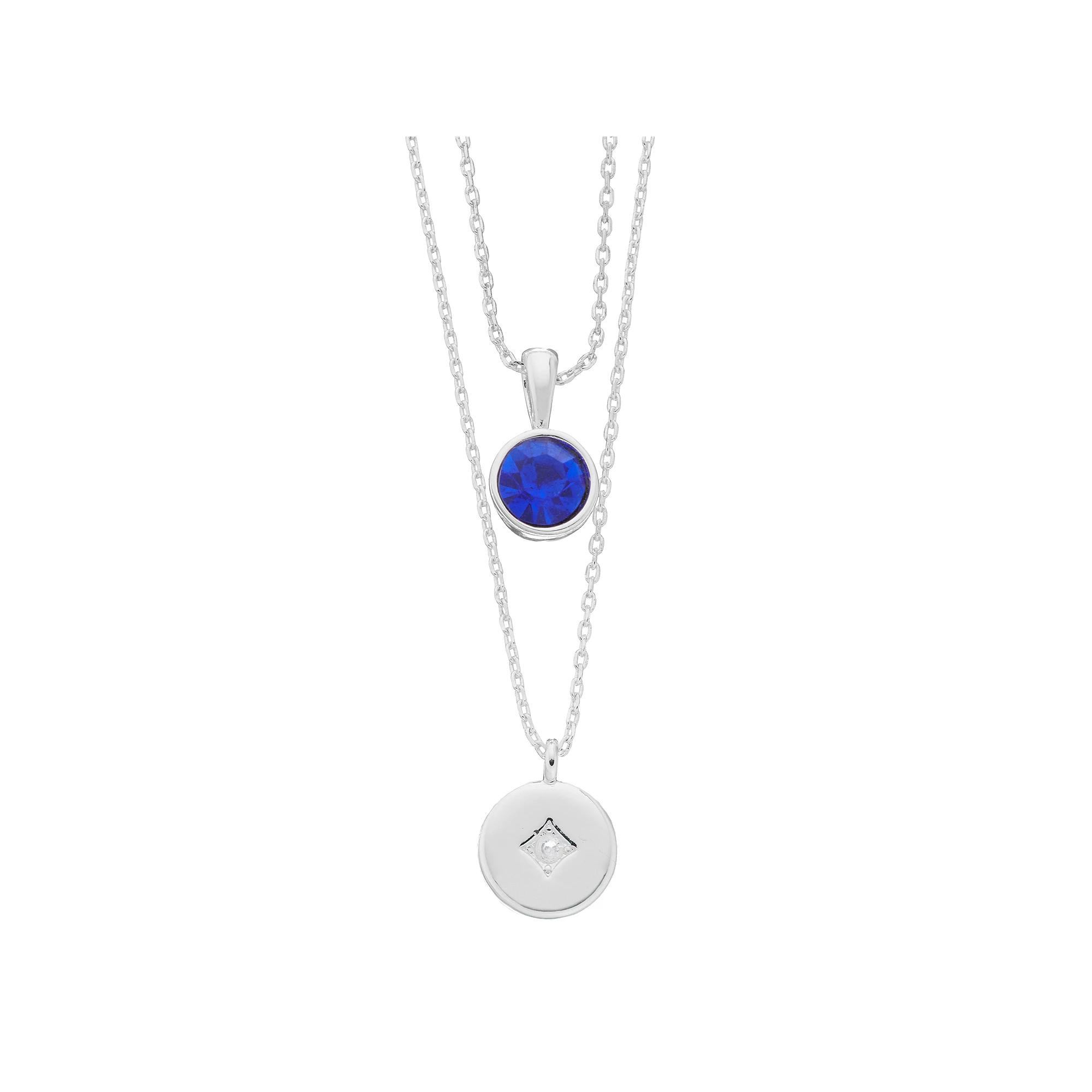 City Luxe Simulated Gemstone Birthstone Double Strand Necklace, Women's, Silver Tone March Product Image