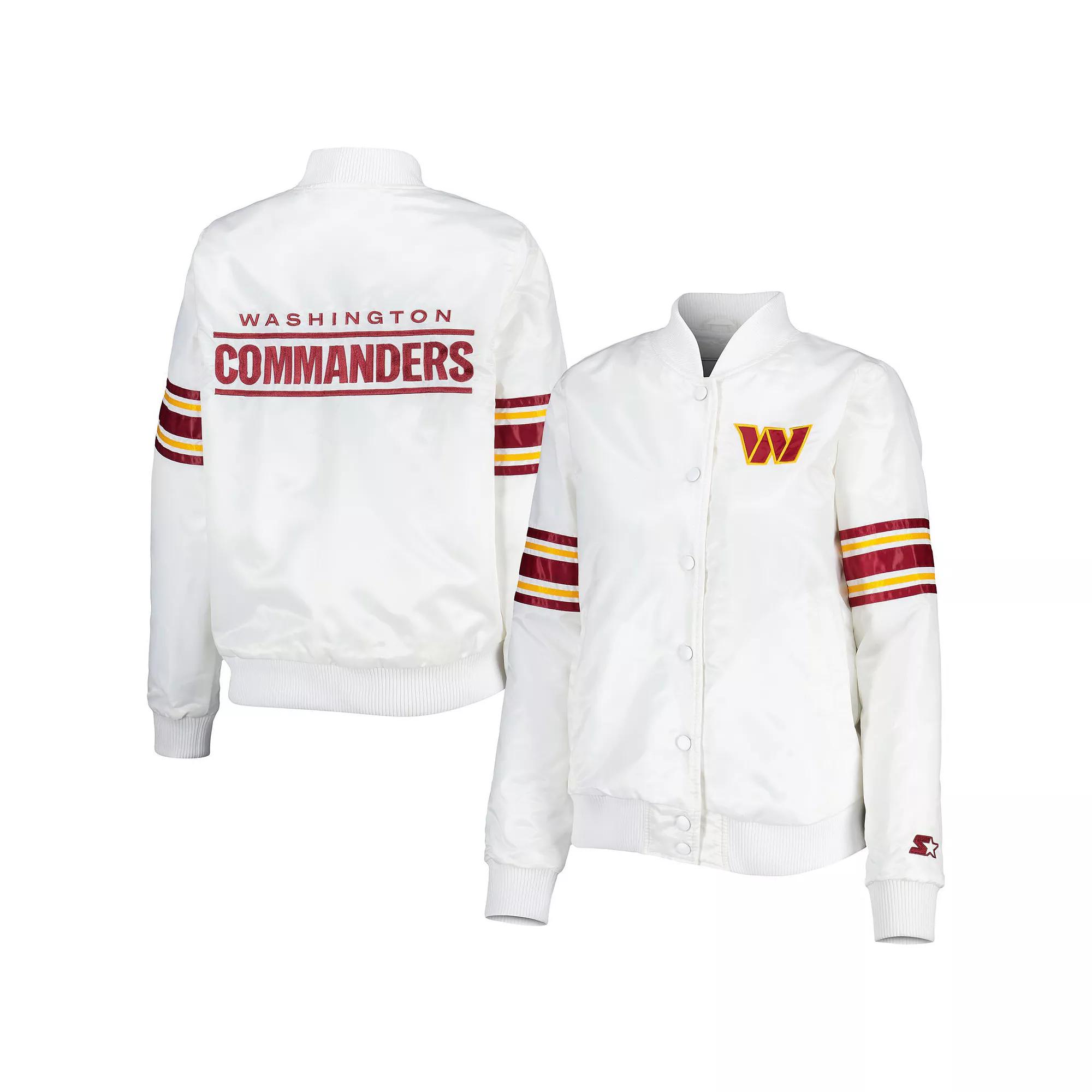 Women's Starter White Washington Commanders Line Up Satin Full-Snap Varsity Jacket, Size: 2XL, Wft White Product Image