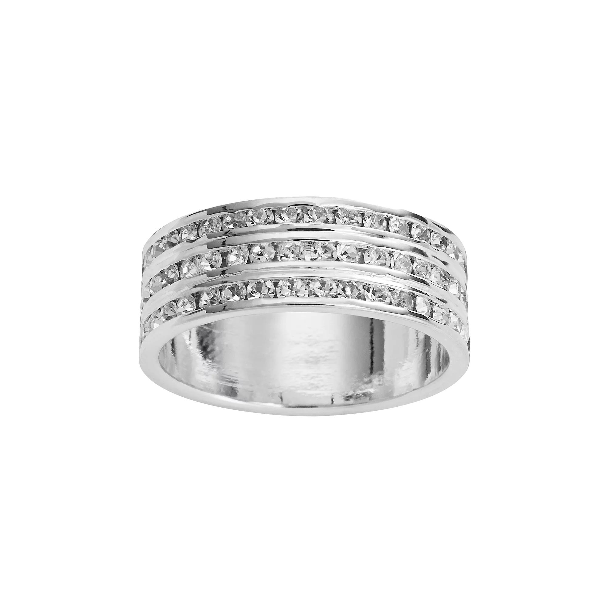 Traditions Jewelry Company Silver Plate Crystal Multirow Ring, Women's, Size: 8, White Product Image