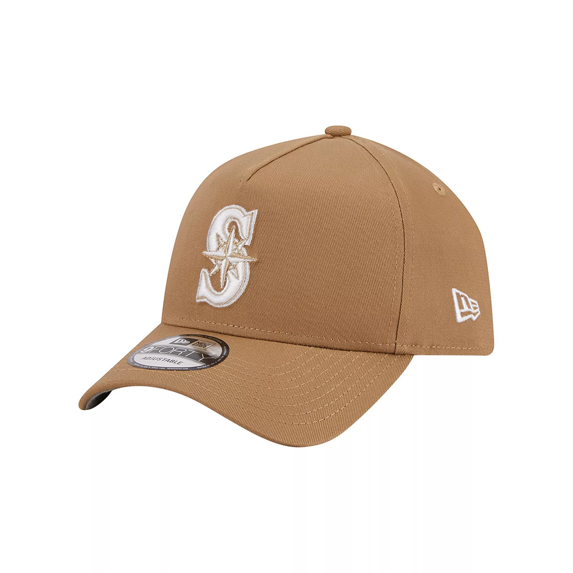 Mens New Era Khaki Seattle Mariners A-Frame 9FORTY Adjustable Hat Product Image