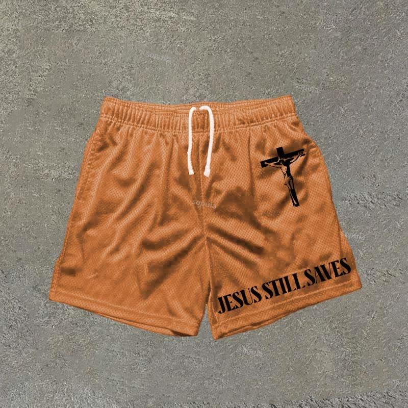 Sopula Jesus Still Saves Print Mesh Shorts Product Image