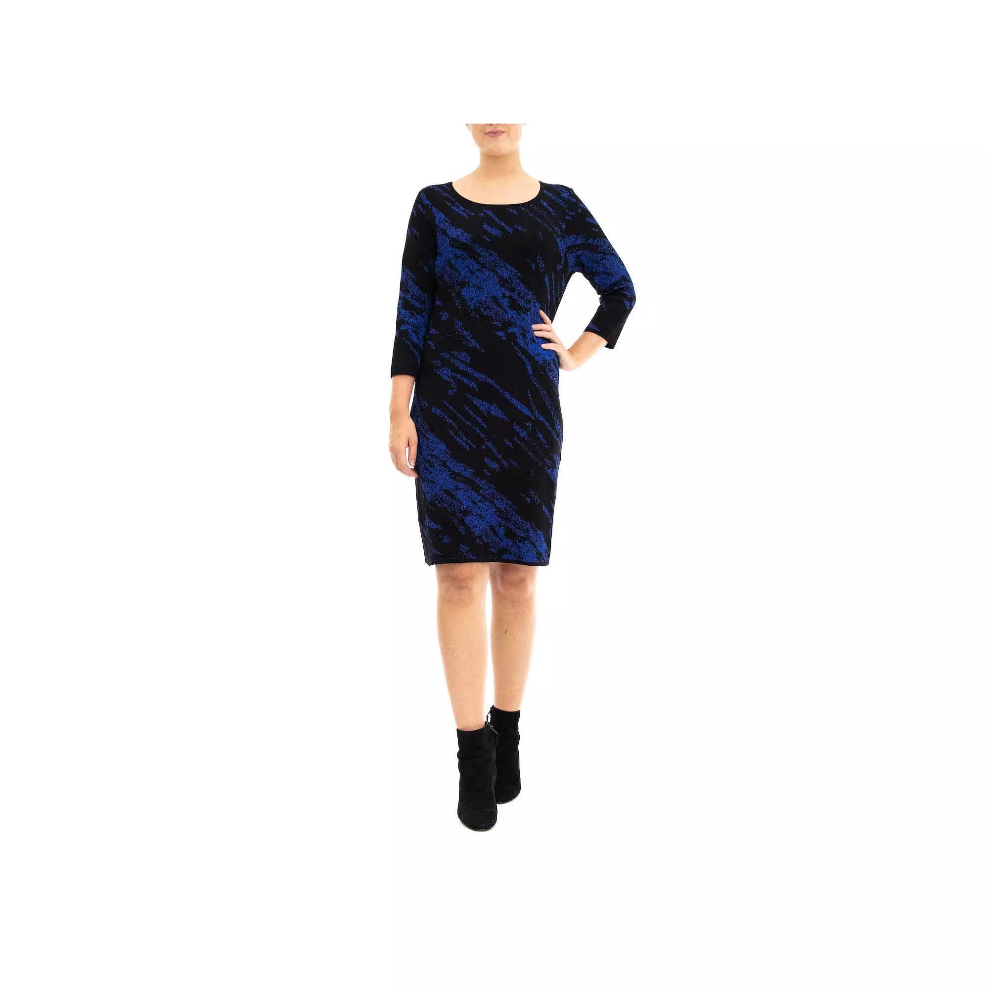 Women's Nina Leonard Three Quarter Jewelneck Sheath Sweater Dress,  Product Image