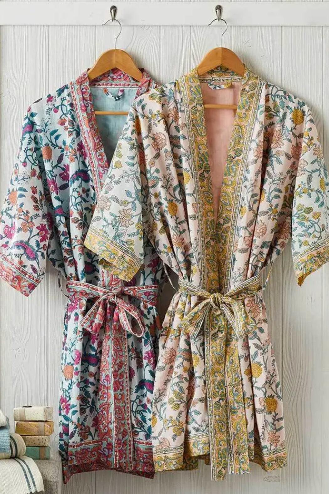 Ahana lined Block Print 100 % indian Cotton Robe Product Image