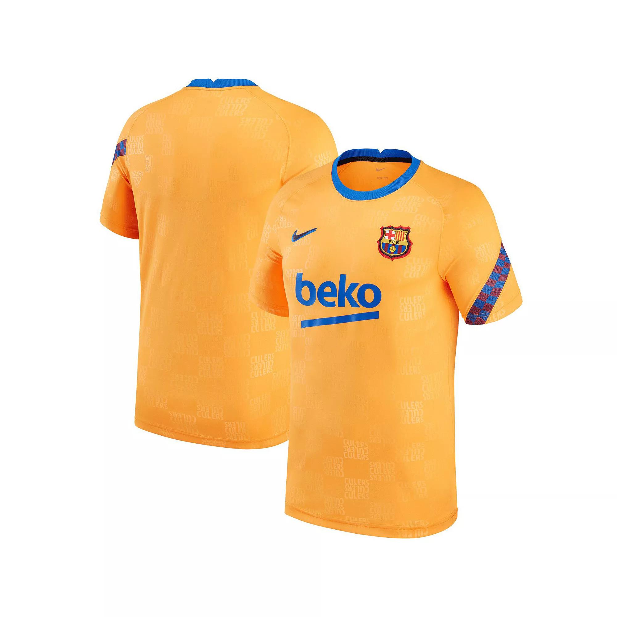 Men's Nike Orange Barcelona 2021/2022 Pre-Match Performance Top, Size: Medium, Bar Orange Product Image