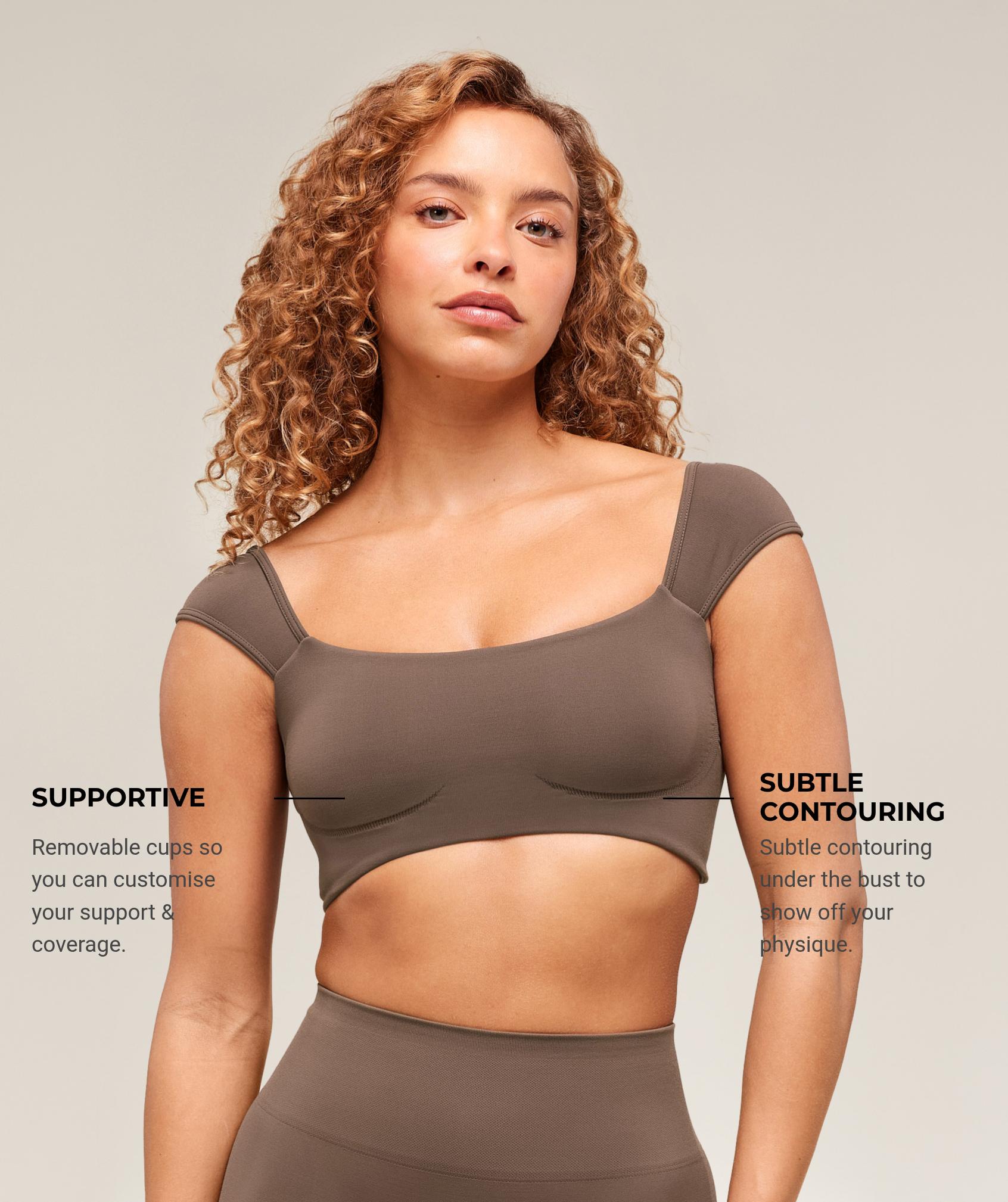 Gymshark Soft Sculpt Cap Sleeve Bralette - Walnut Brown Female Product Image