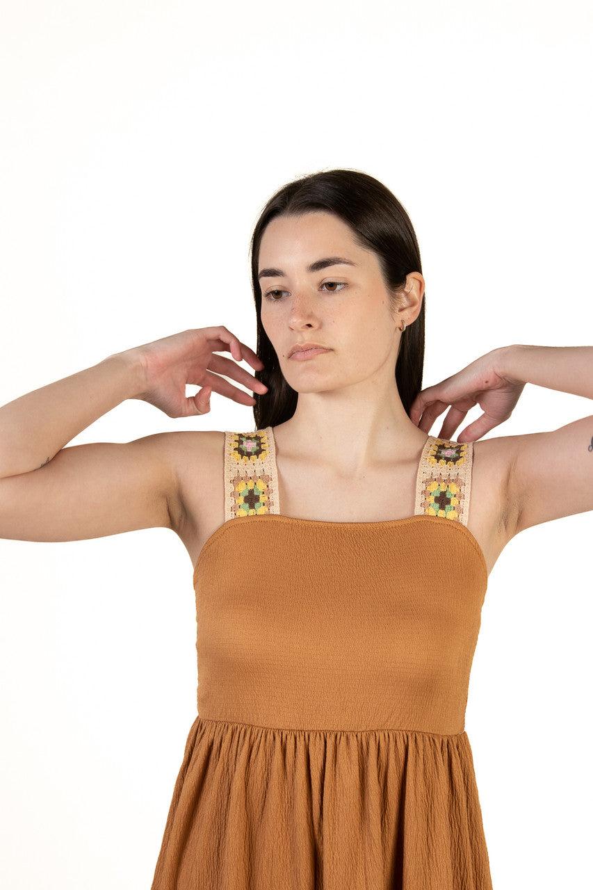 Copper Crochet Strap Dress Product Image