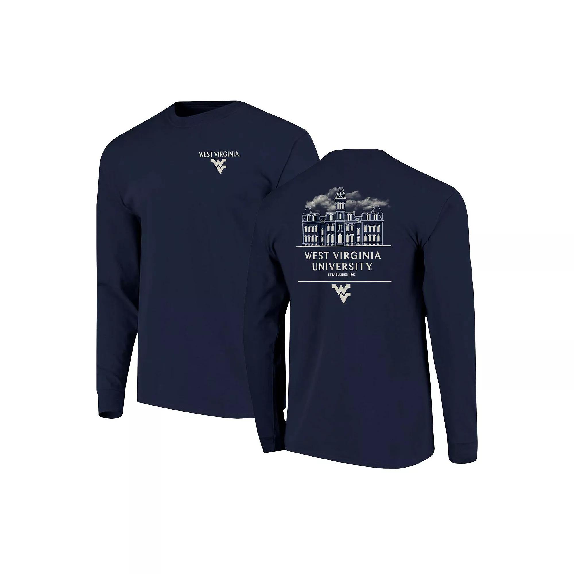 Men's Navy West Virginia Mountaineers Comfort Colors Campus Nights Long Sleeve T-Shirt,  Product Image
