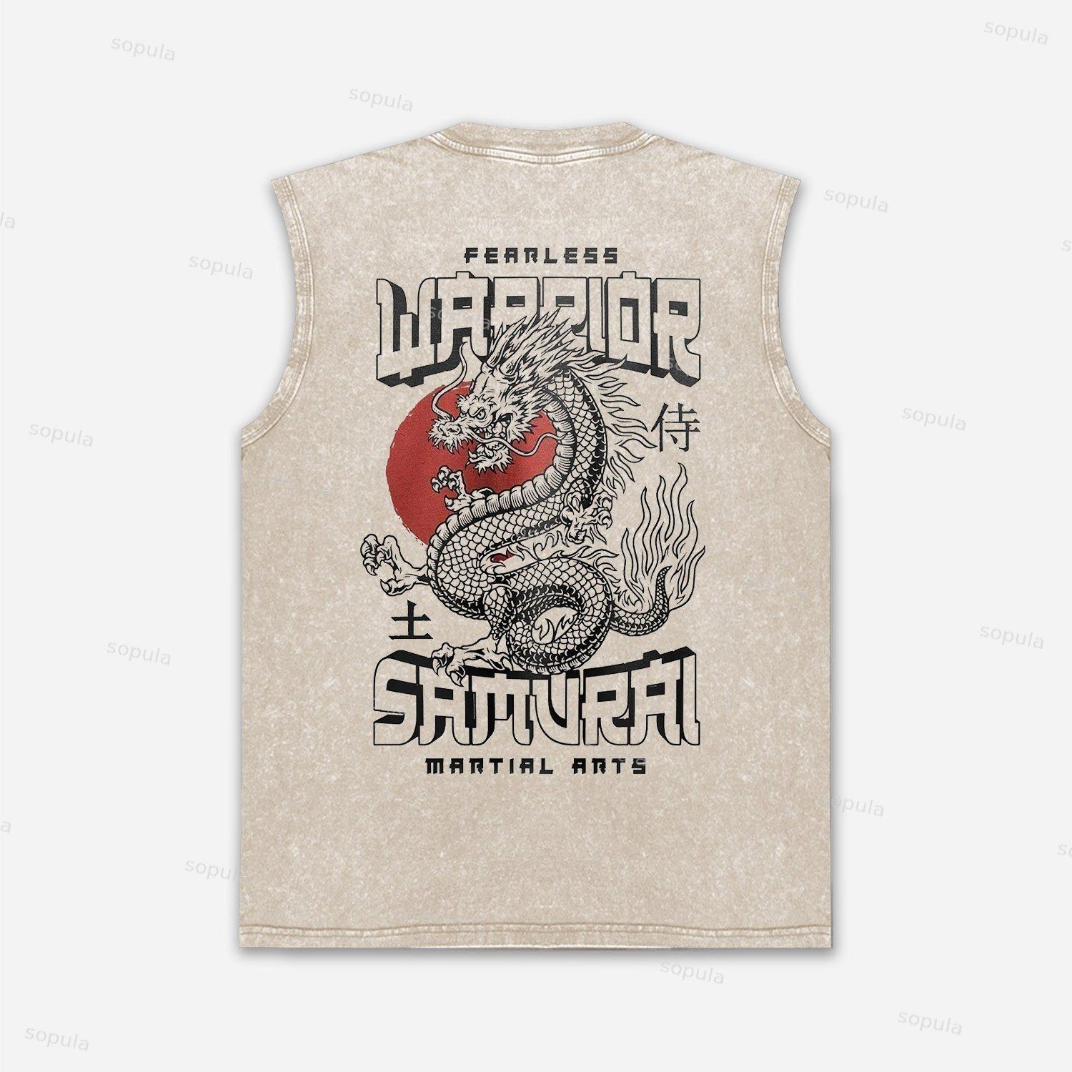 Vintage Dragon Japanese Art Graphic Acid Washed Tank Product Image