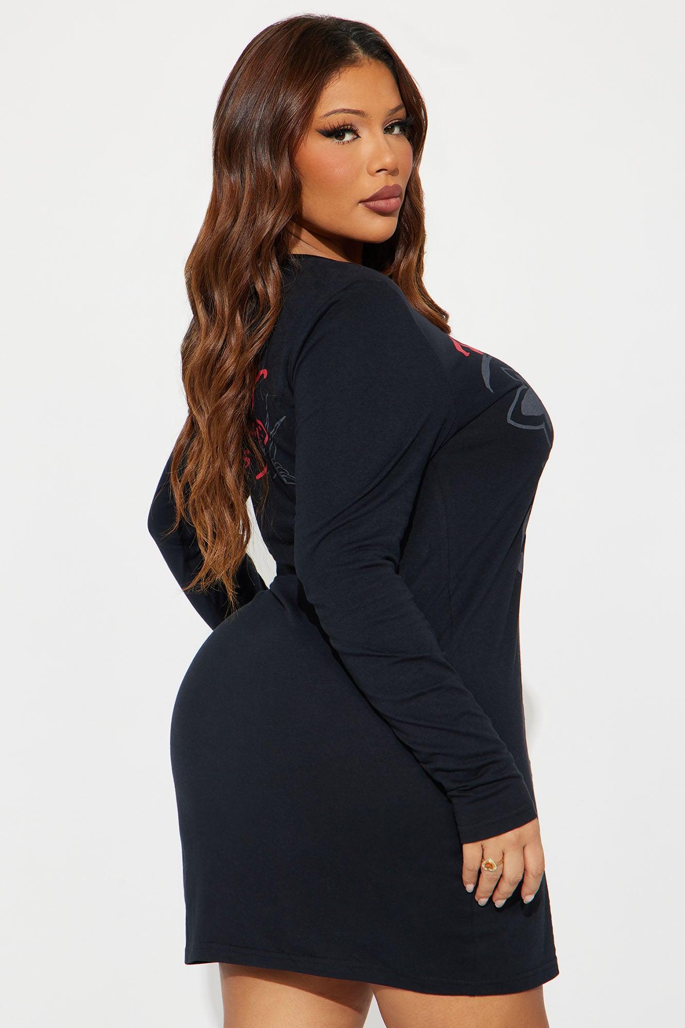 Ed Hardy Cross Long Sleeve Mini Dress - Black Female Product Image