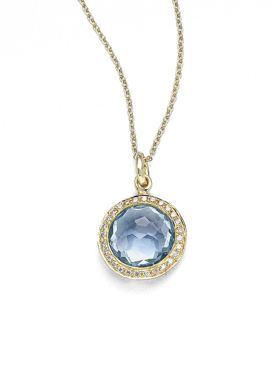 Womens Lollipop Small 18K Yellow Gold, Turquoise & Diamond Pendant Necklace Product Image