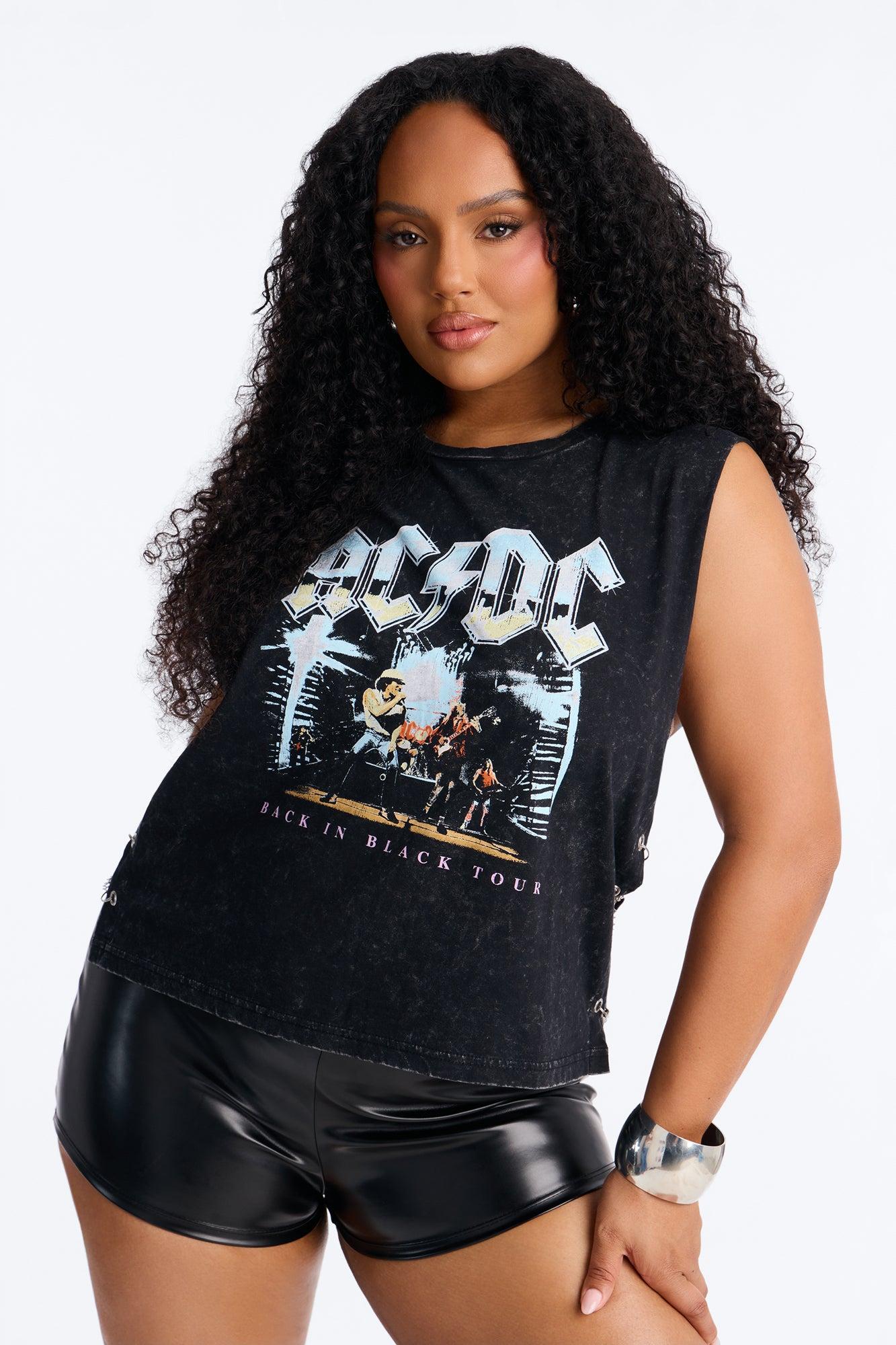 ACDC Washed Side Chain Tank - Black Wash Female Product Image