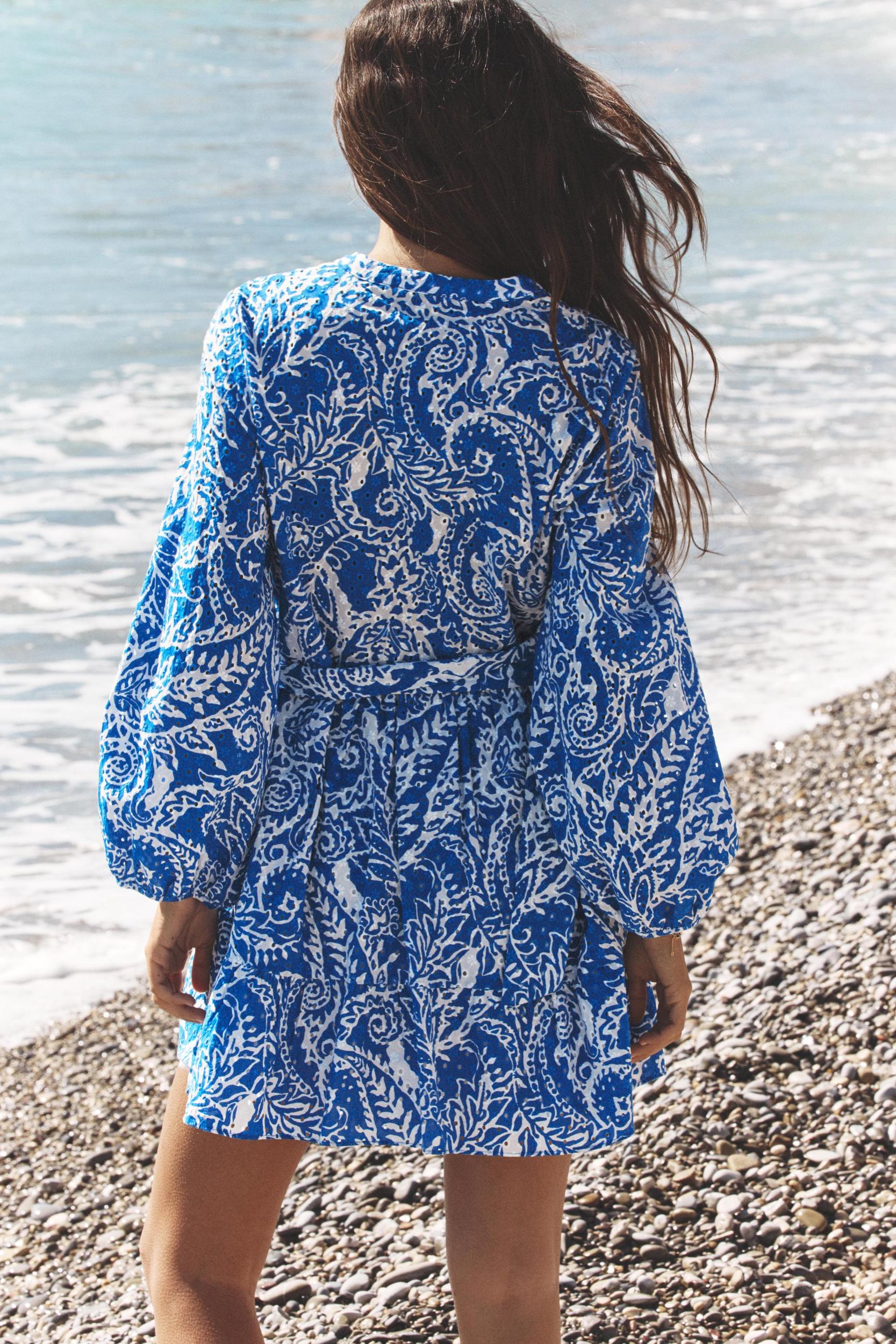 EMBROIDERED BELTED SHIRT DRESS Product Image