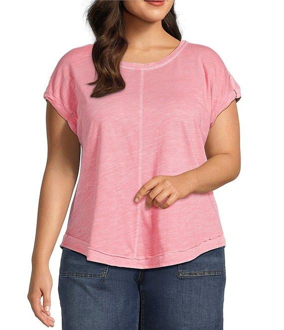 Westbound Plus Size Twist Sleeve Crew Neck Top Product Image