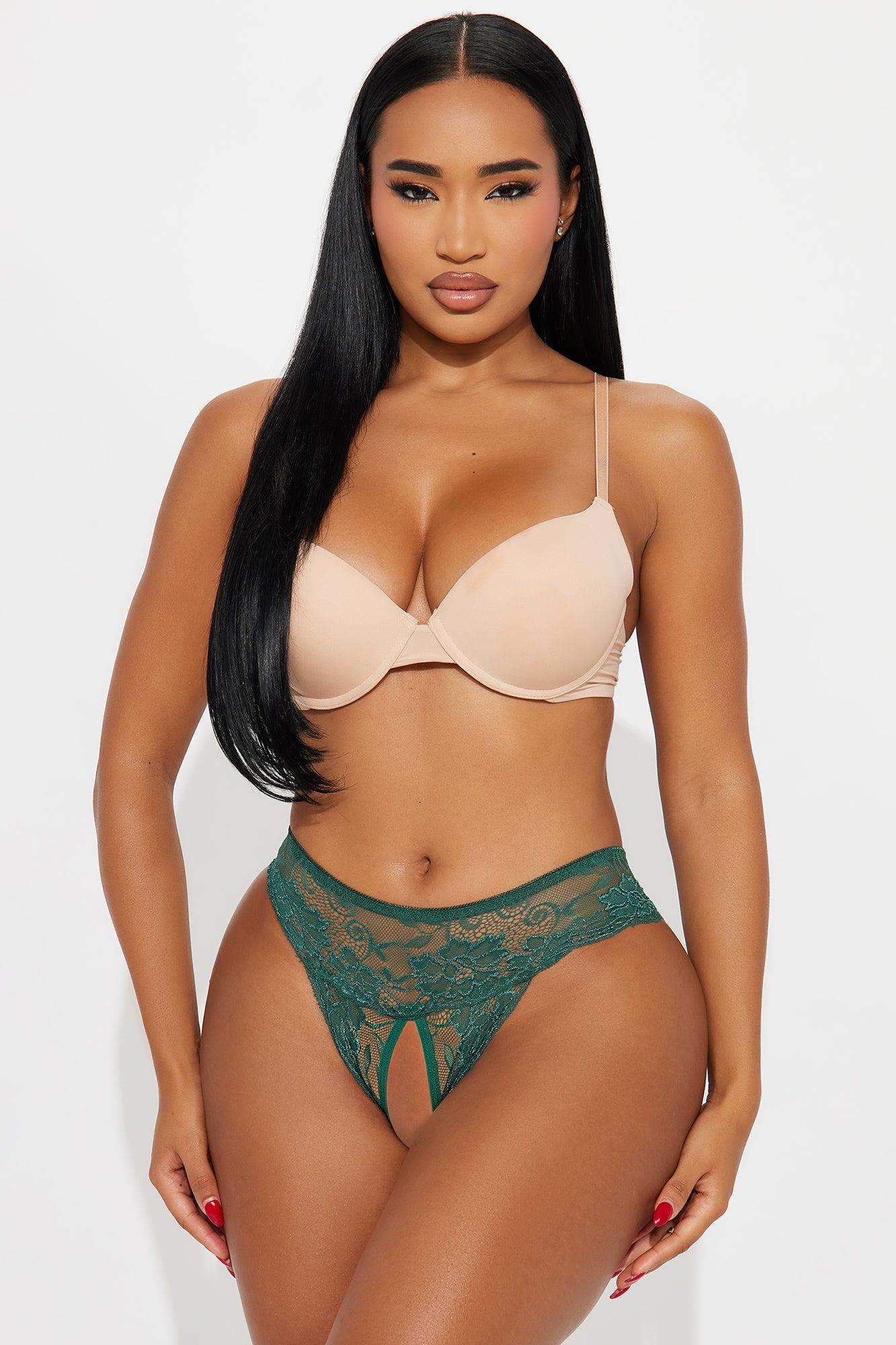 Nikki Lace Crotchless Cheeky Panty - Hunter Female Product Image