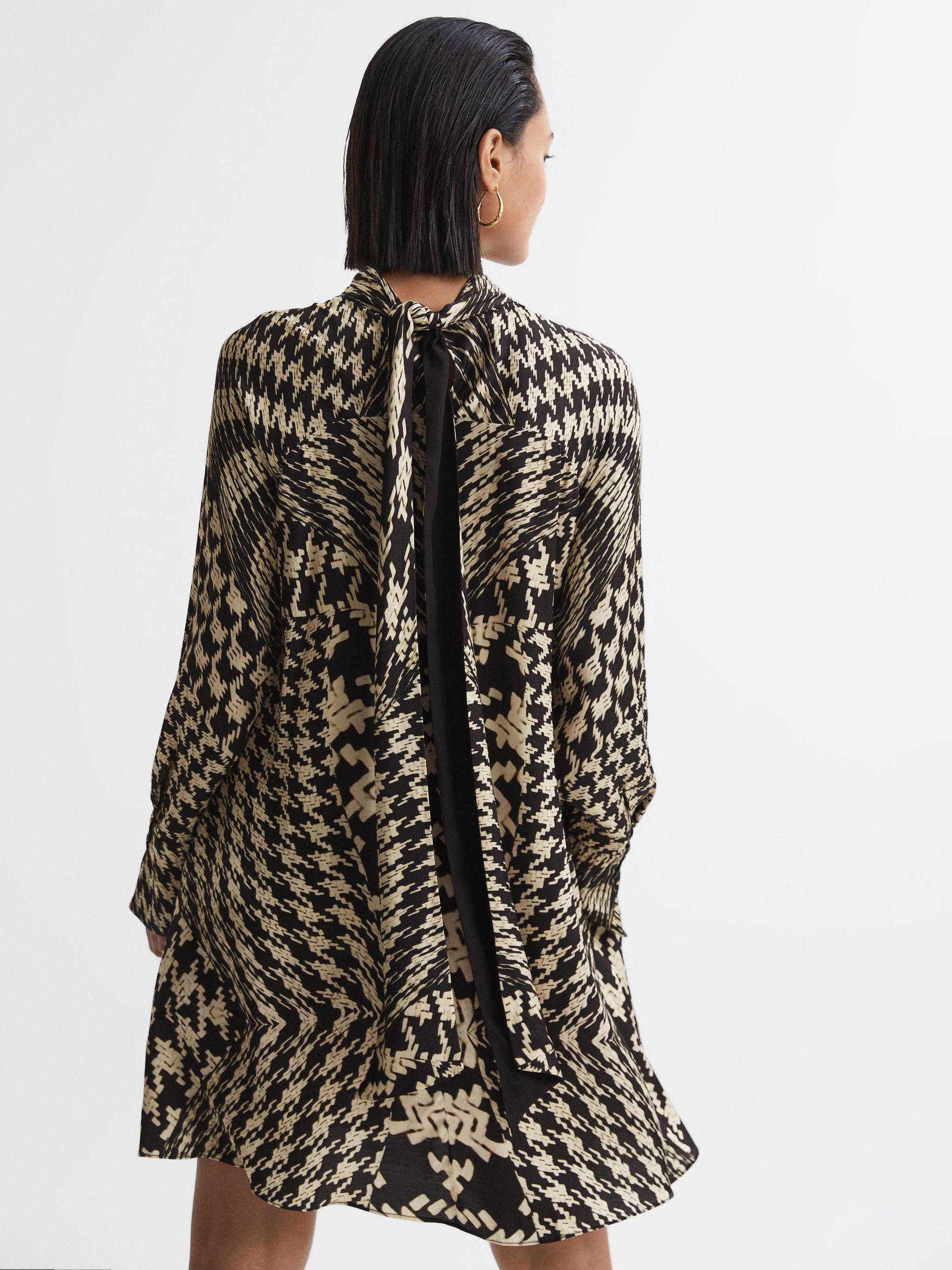 Dogtooth Mini Dress in Black/White Product Image