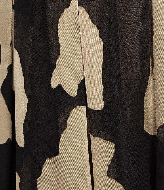 Donna Karan Satin Burnout V-Neck Sleeveless Tie Sash Ball Gown Product Image