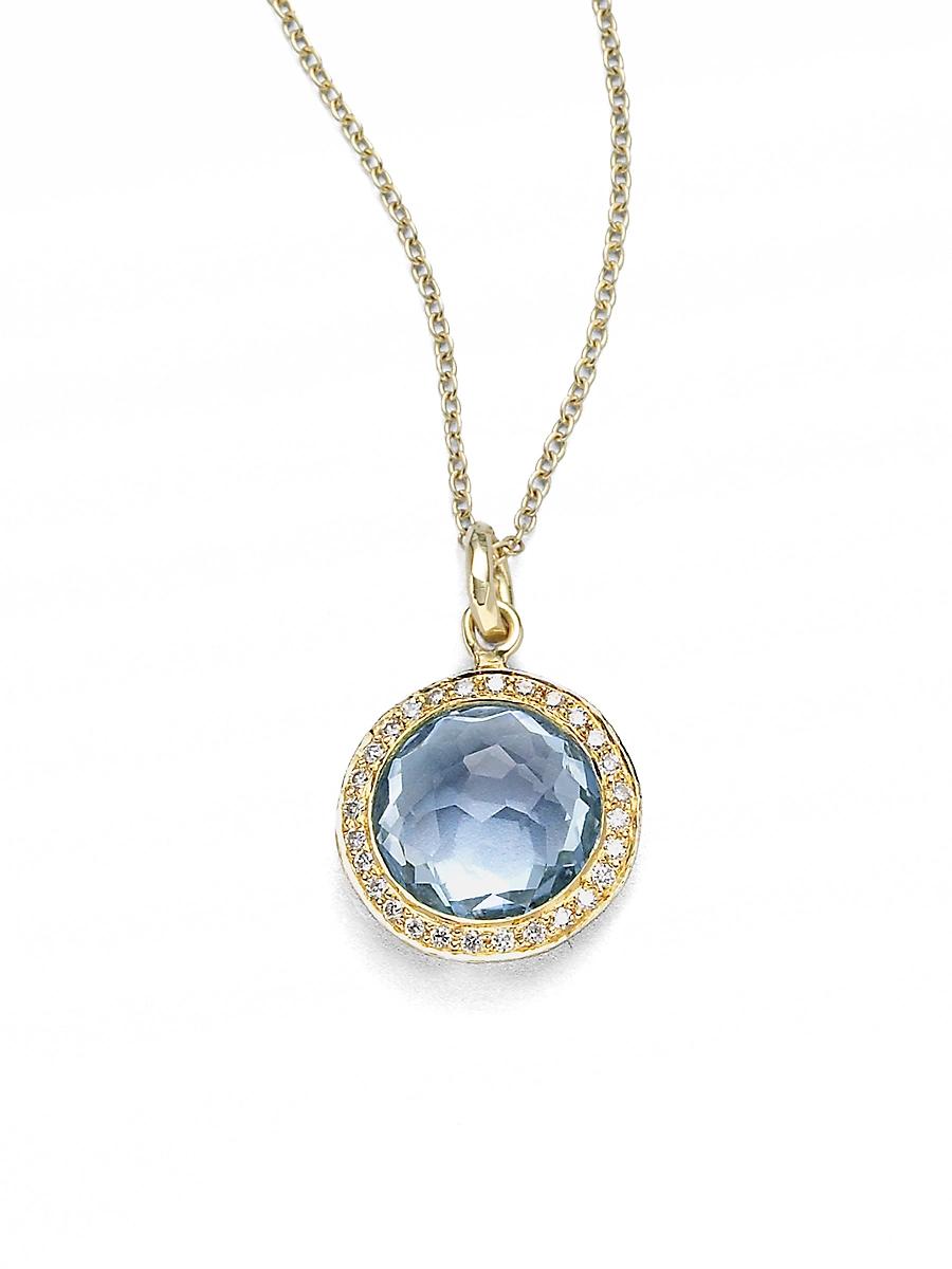 Womens Lollipop Small 18K Yellow Gold, Turquoise & Diamond Pendant Necklace Product Image