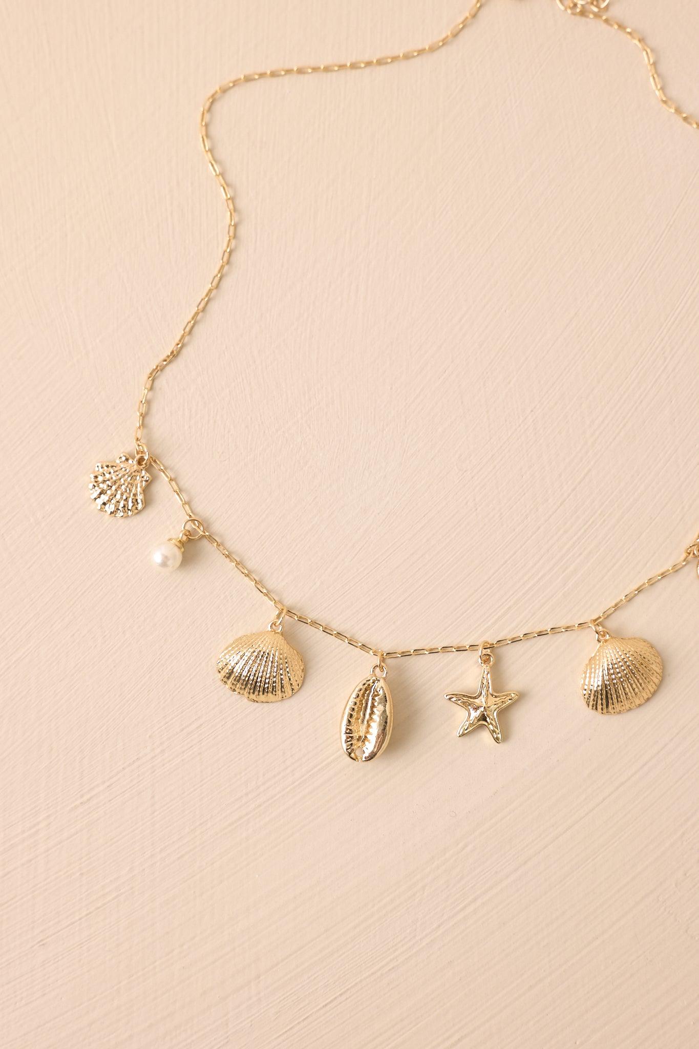 Meet Me By The Water Gold Coastal Charm Necklace Product Image