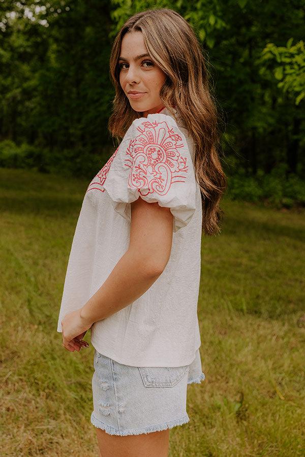 Myrtle Beach Brunch Embroidered Top in Pink Product Image