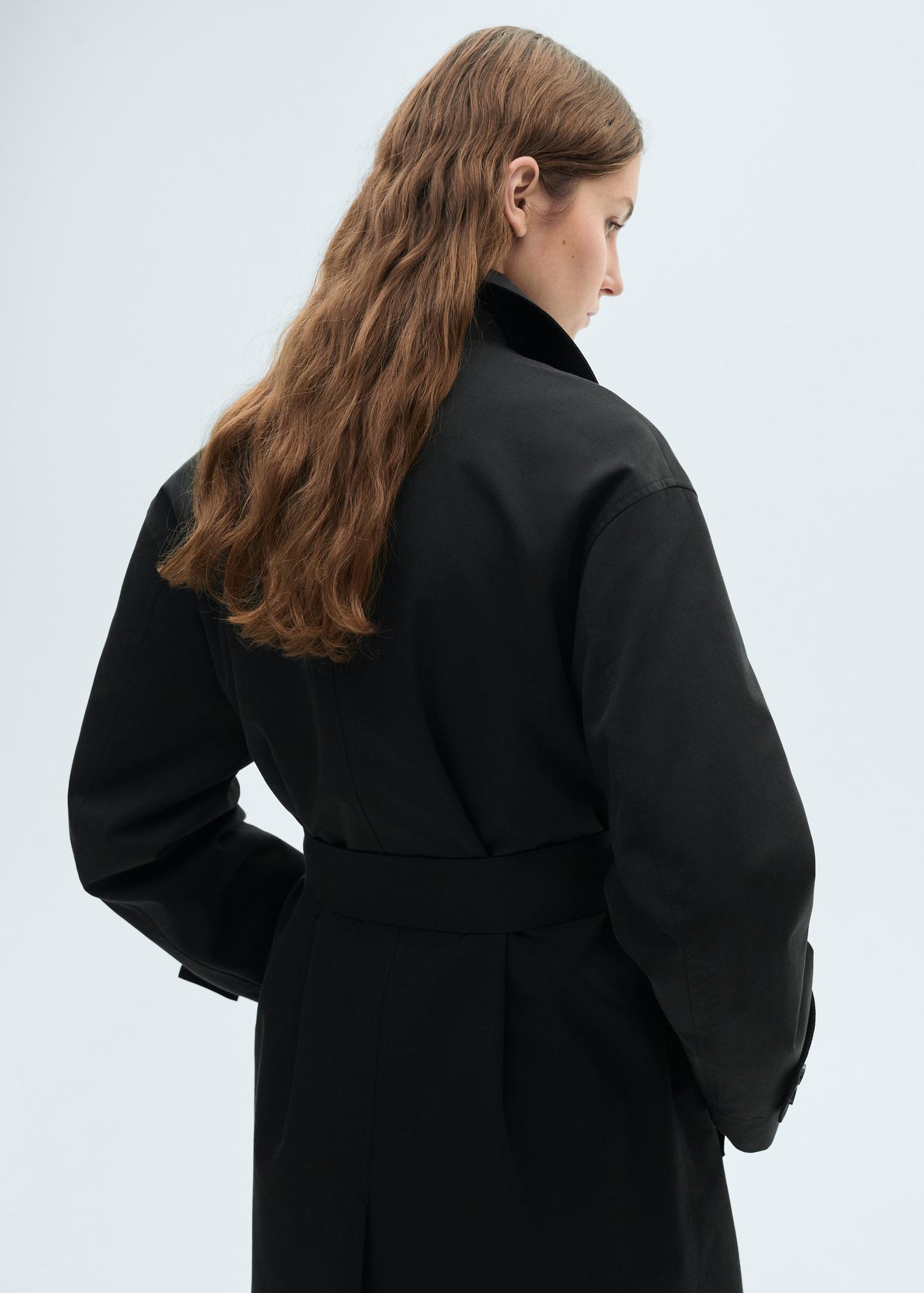 Long oversized double-breasted trench coat - Women | MANGO USA Product Image