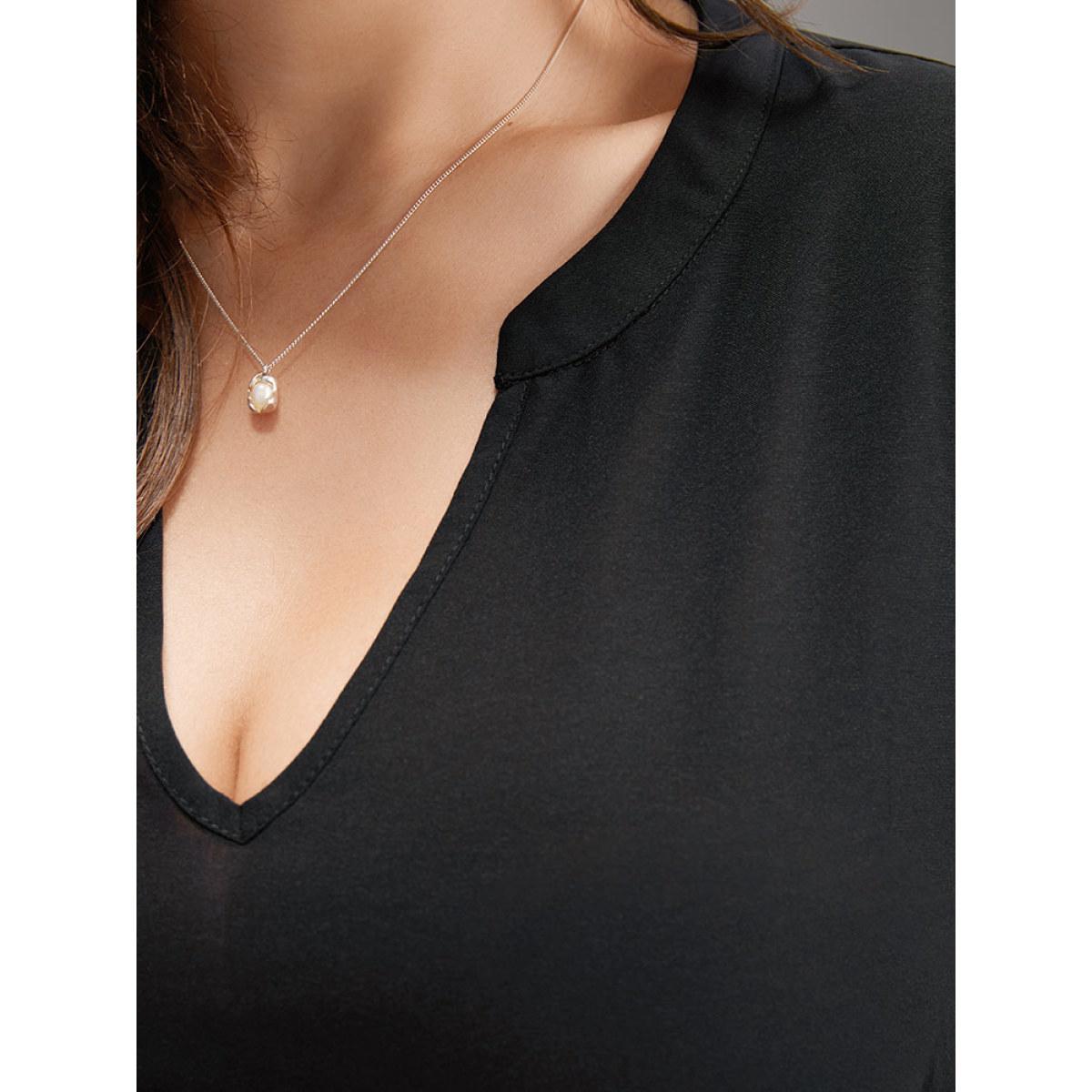 Plus Size Floral Print Patchwork Notched Belted Dress Black Women Elegant Elastic cuffs Notched collar Long Sleeve Curvy Midi Dress BloomChic 10/M Product Image