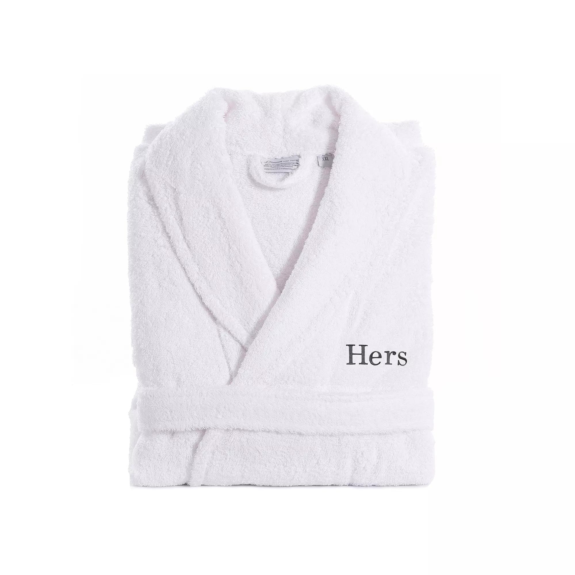 Women's Linum Home Textiles Turkish Cotton Embroidered ''Hers'' Terry Bathrobe,  Product Image