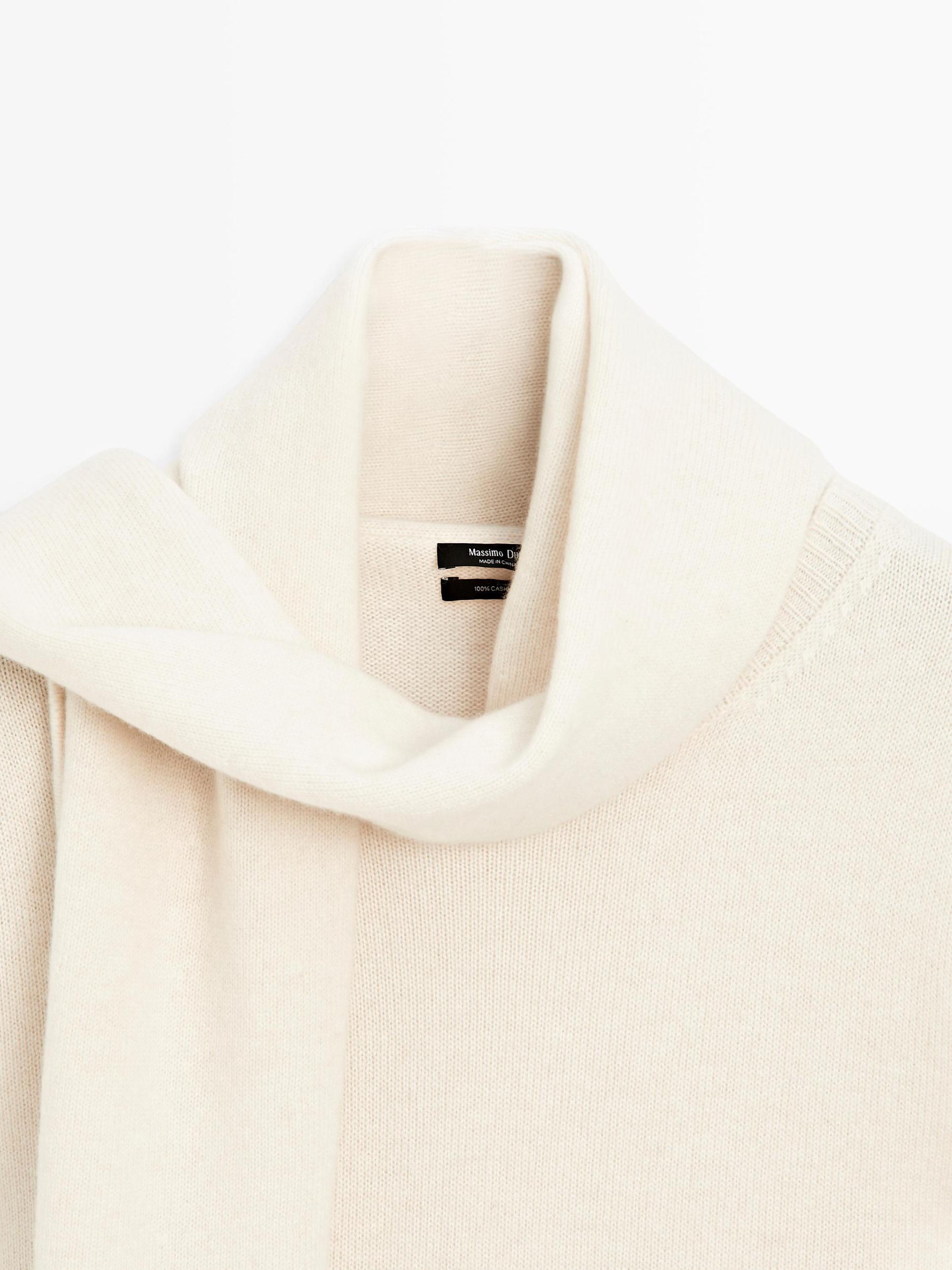 100% cashmere scarf neck sweater Product Image