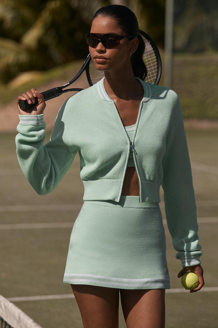 Tennis Club Sweater Knit Skirt - Spearmint/White Product Image