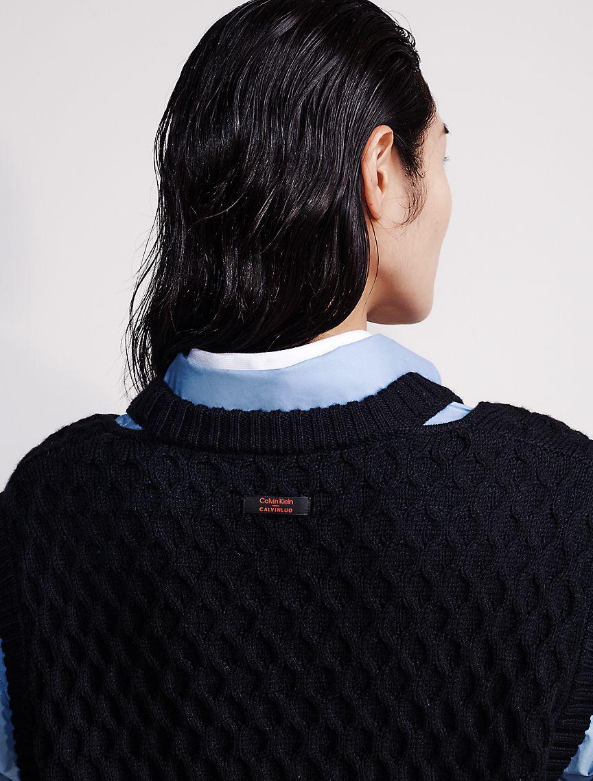 Merino Wool Cable Knit Relaxed Vest Product Image