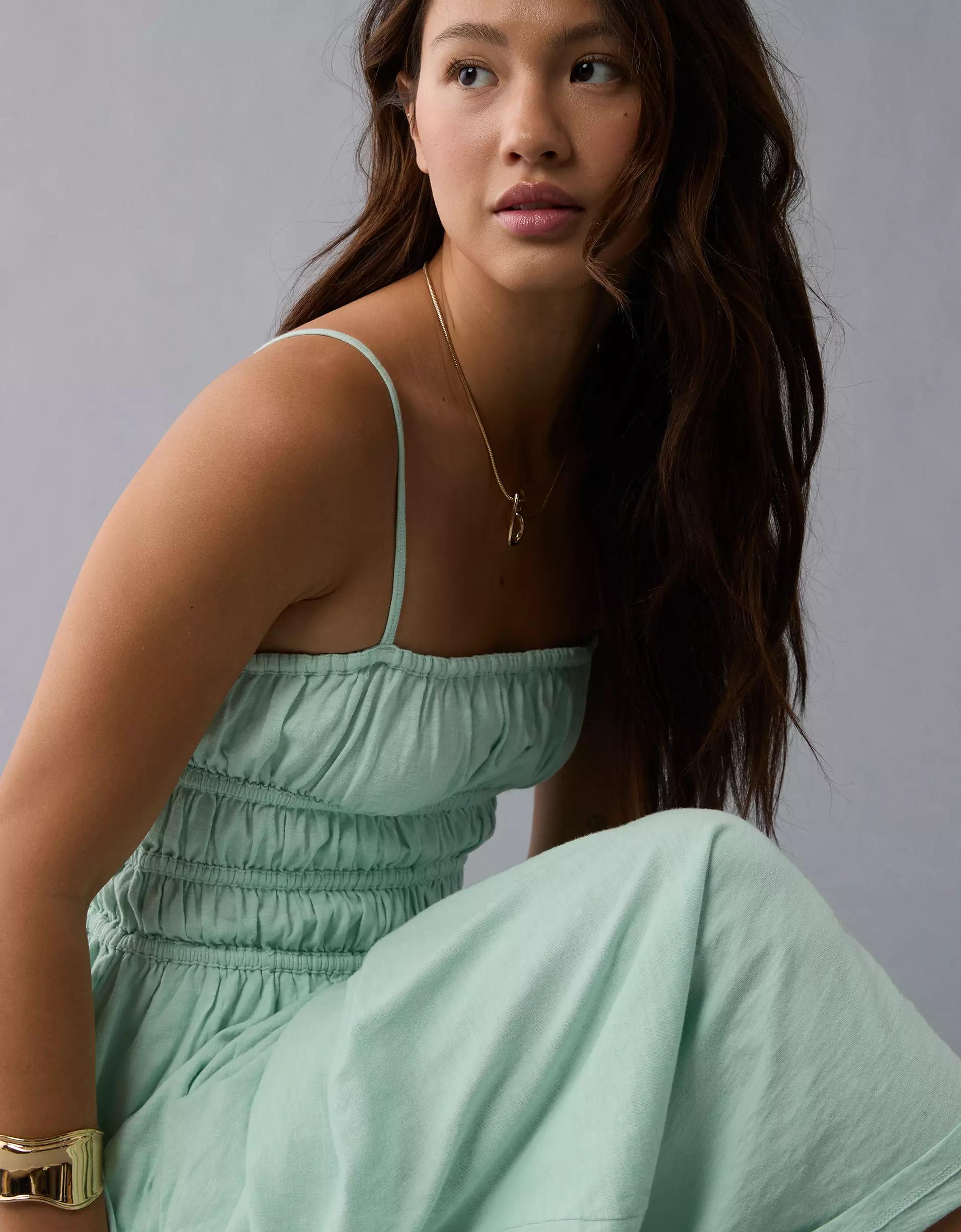 AE Sunchaser Knit Smocked Bodice Midi Dress Product Image