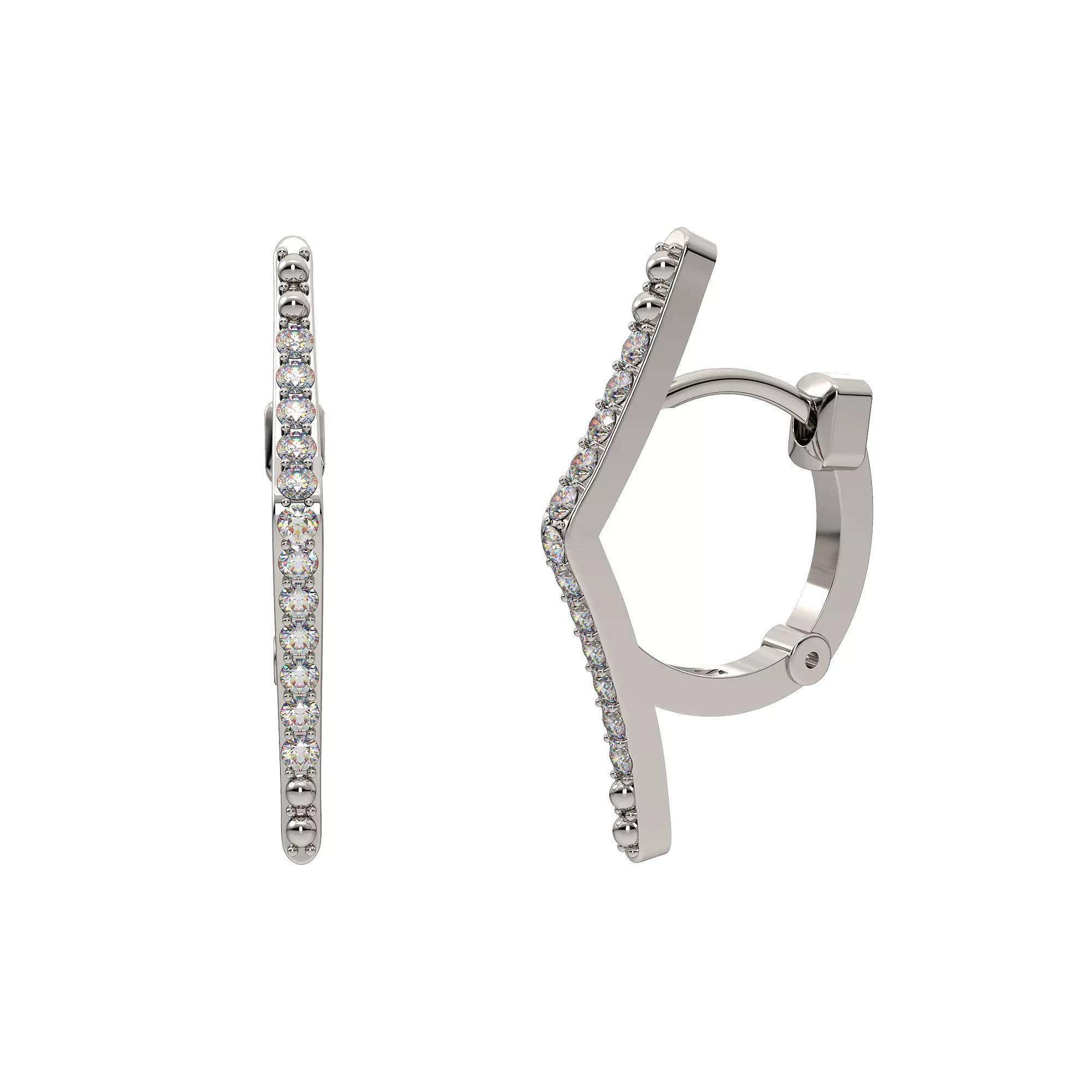 Sterling Silver 1/5 Carat T.W. Diamond Hoop Earrings, Women's Product Image
