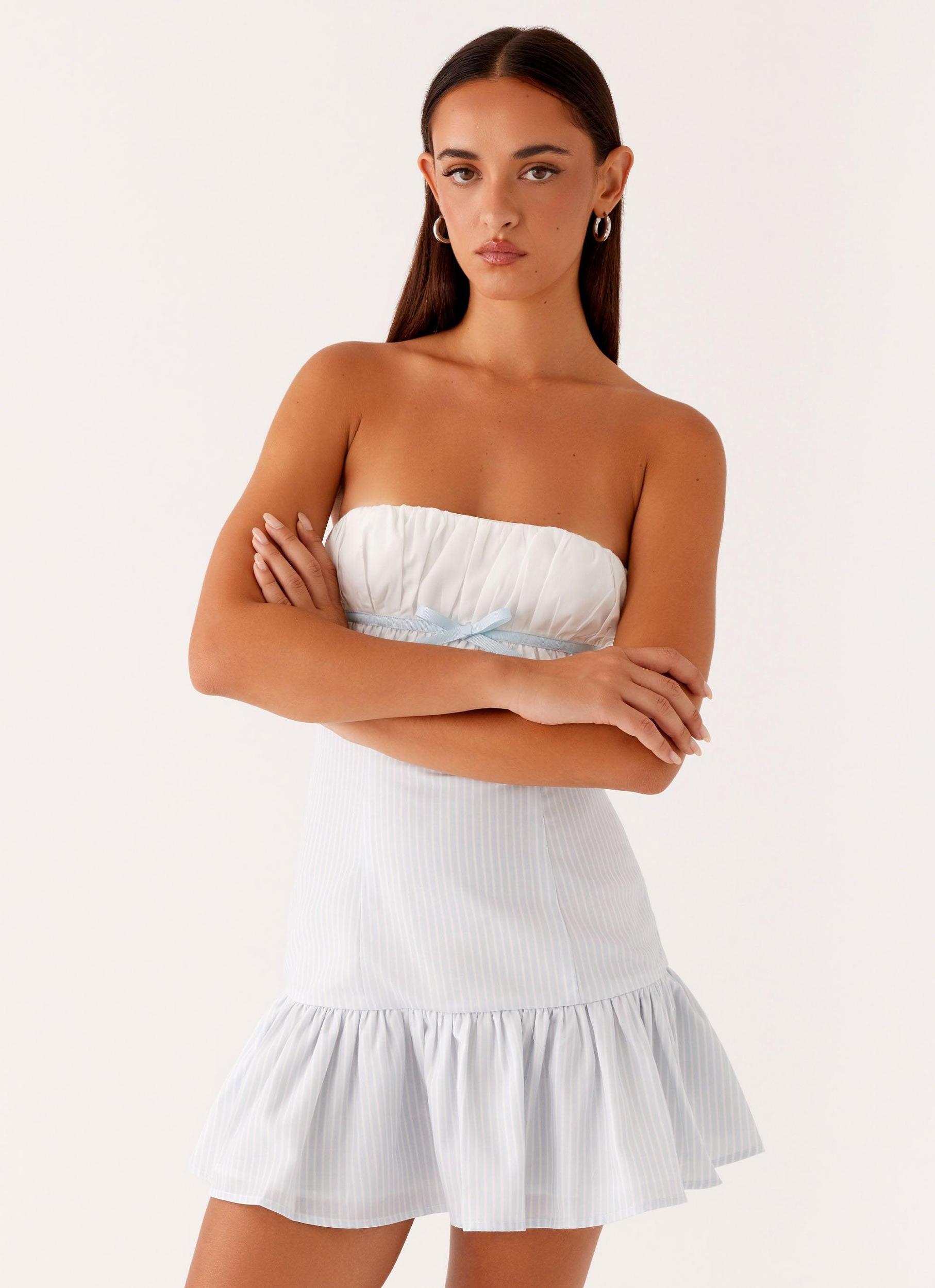 Purpose Mini Dress - Blue White Stripe Product Image