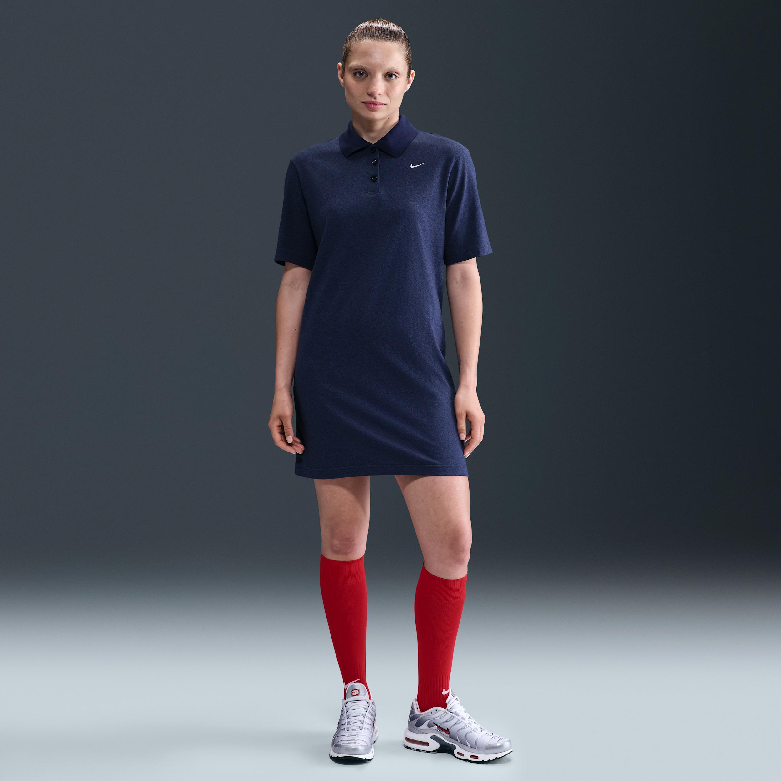Womens Nike Sportswear Essential Short-Sleeve Polo Dress | HV2498-410 Product Image