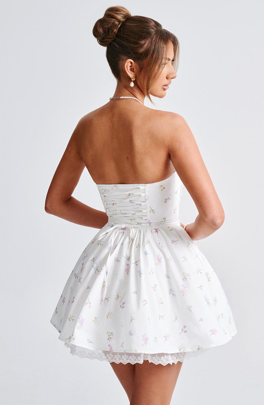 Evie Mini Dress - White Multi Floral Print Product Image