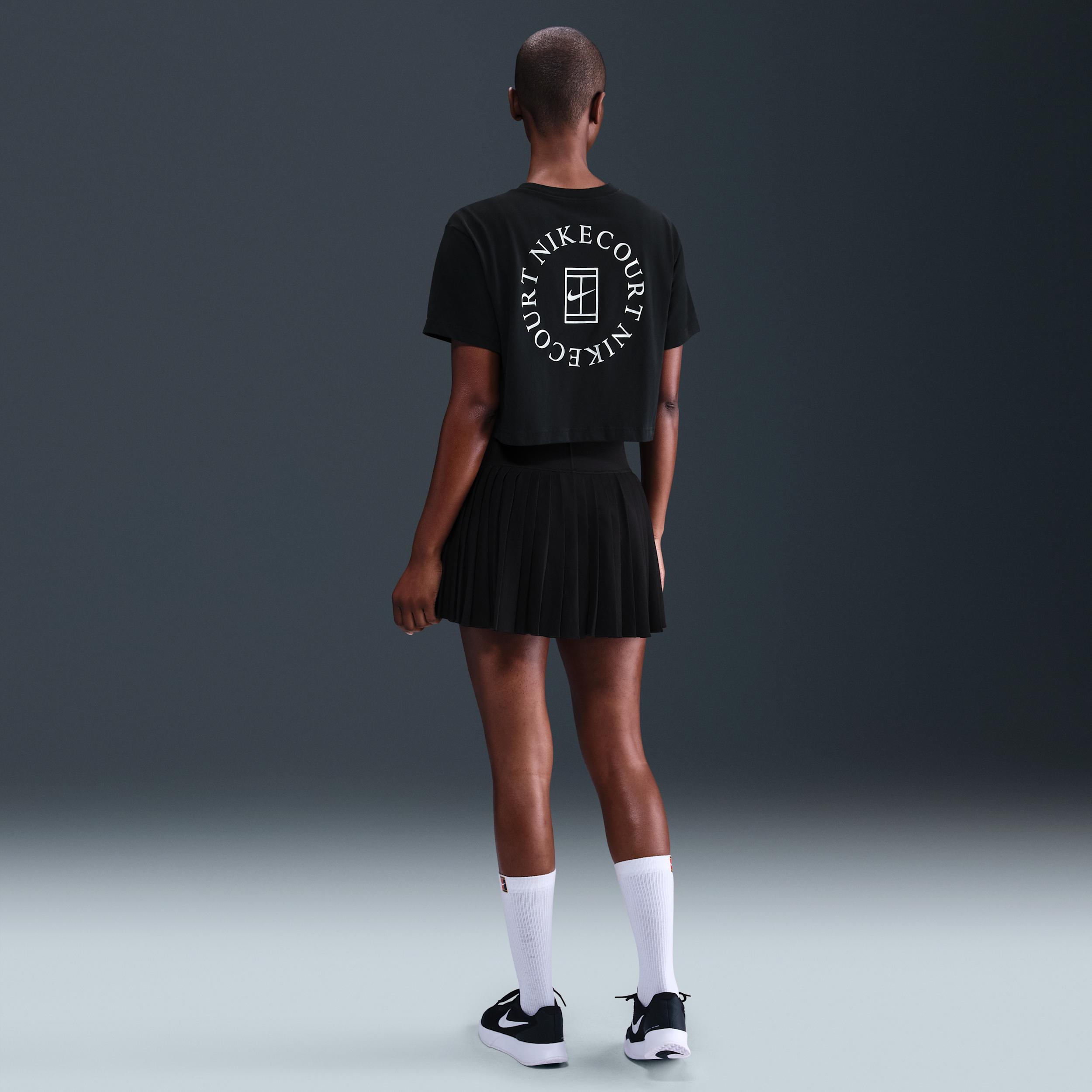 Nike Womens Slam Dri-FIT Short-Sleeve Cropped Tennis T-Shirt | HV6987-010 Product Image