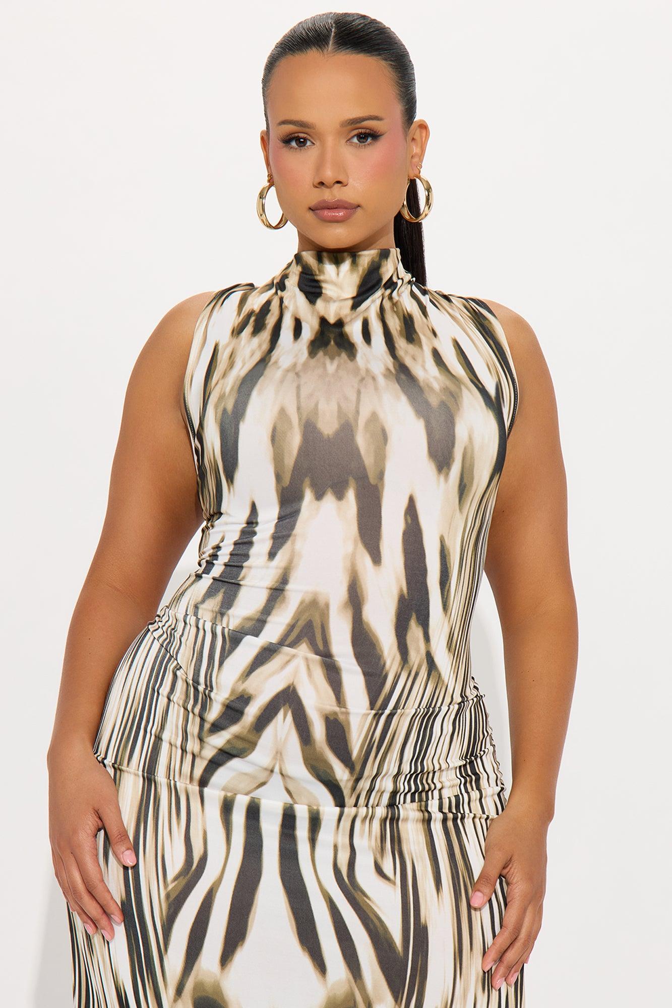 In The Fast Lane Maxi Dress - Brown/combo Female Product Image