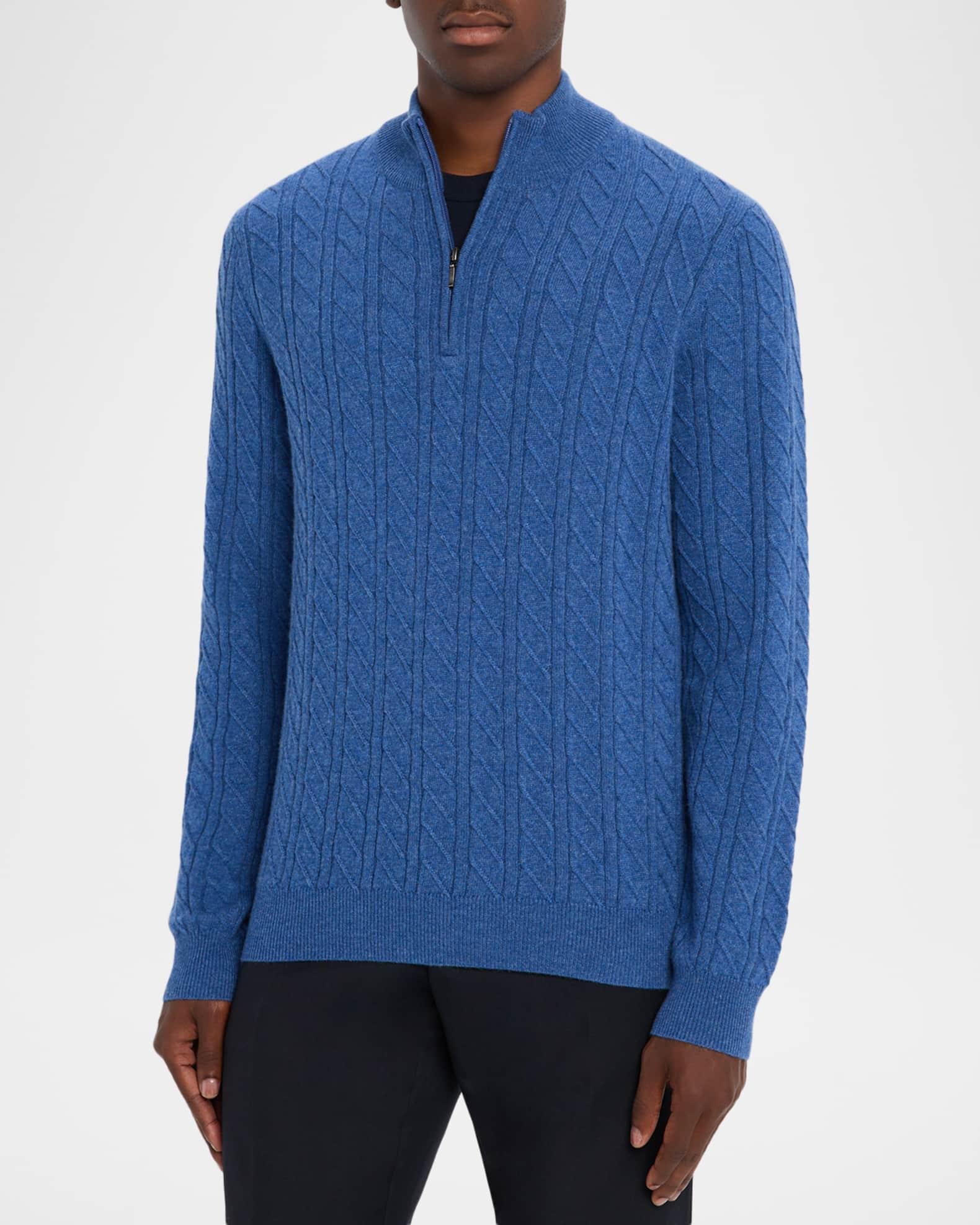 Men's Cashmere Cable Knit Quarter-Zip Sweater Product Image