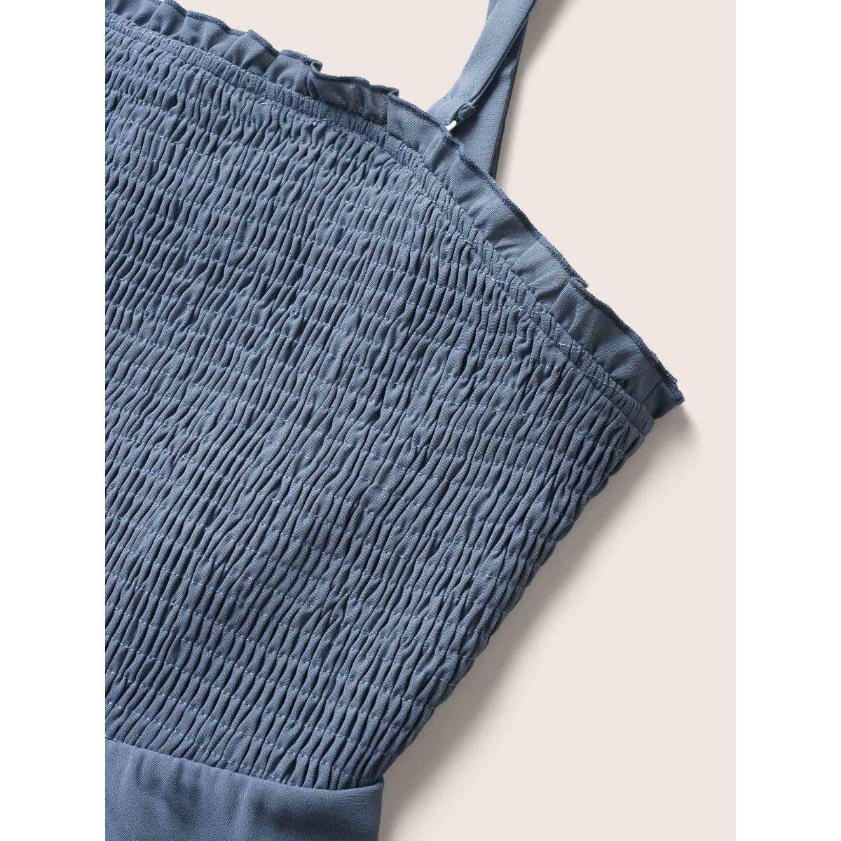 Plus Size Solid Shirred Ruffle Layered Hem Cami Top Women Stone Casual Adjustable Straps Spaghetti Strap Everyday Tank Tops Camis BloomChic 22-24/3X Product Image