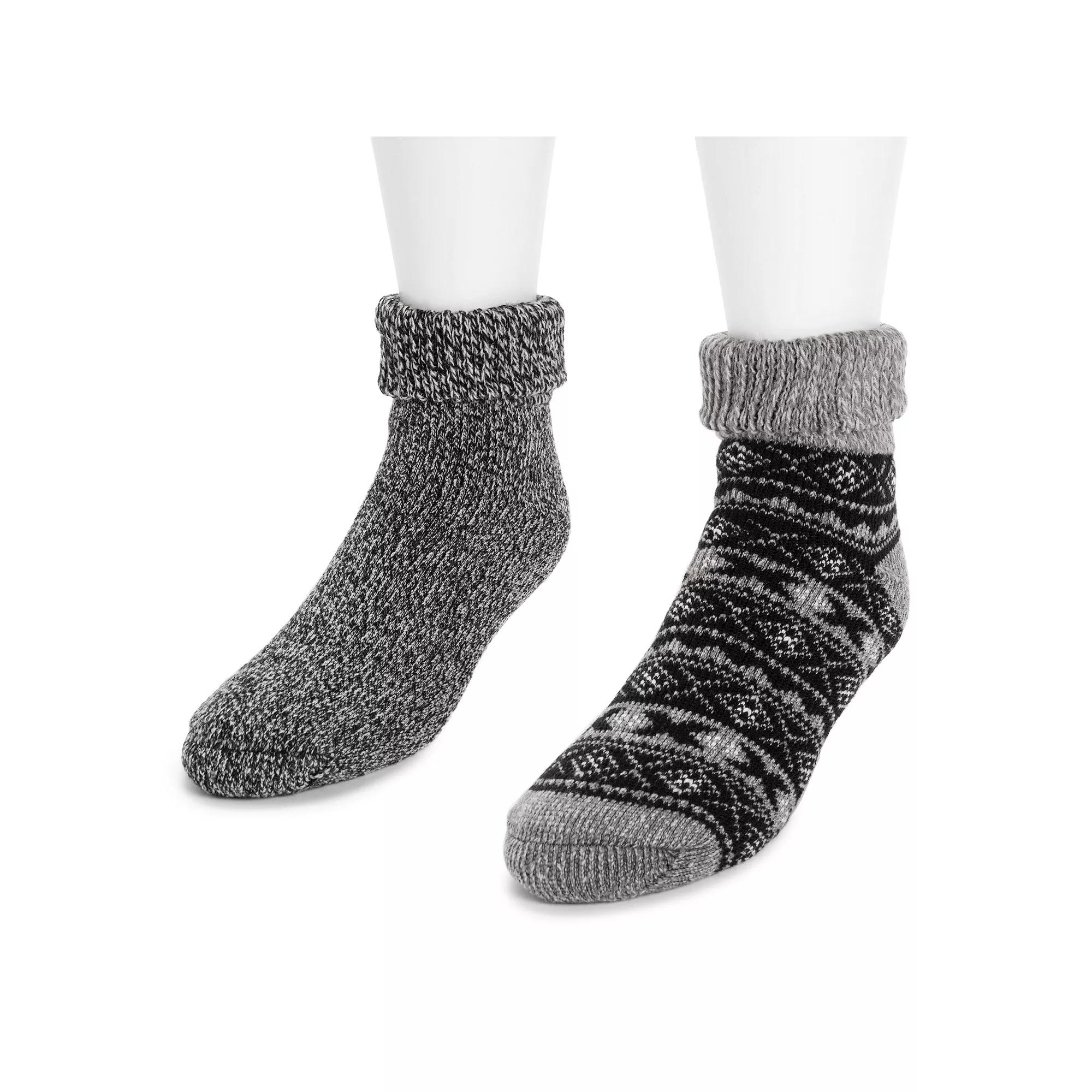 Men's MUK LUKS® 2-Pack Short Heat Retainer Socks, Ebony Marl Product Image