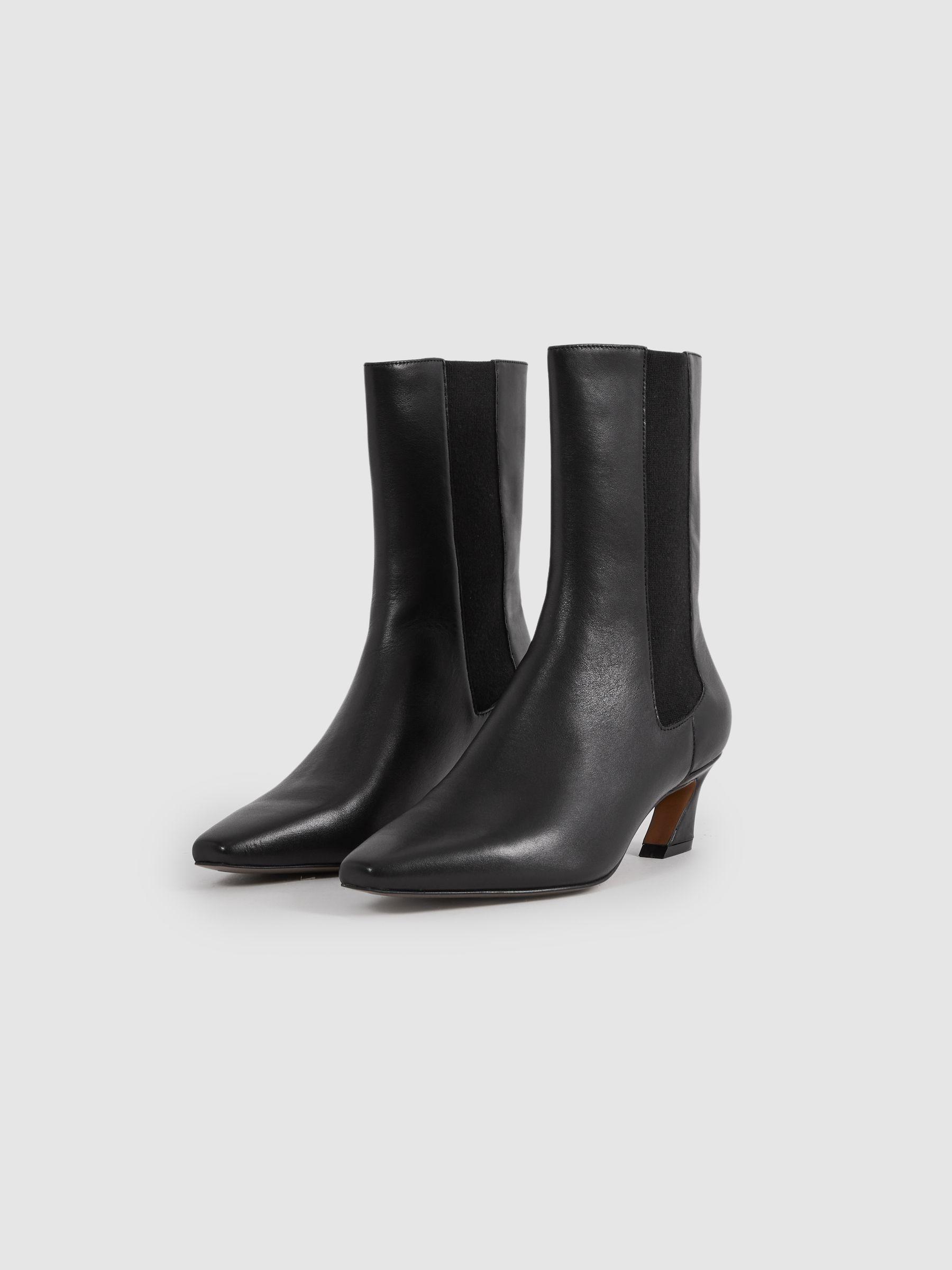 Leather Kitten Heel Chelsea Boots in Black Product Image