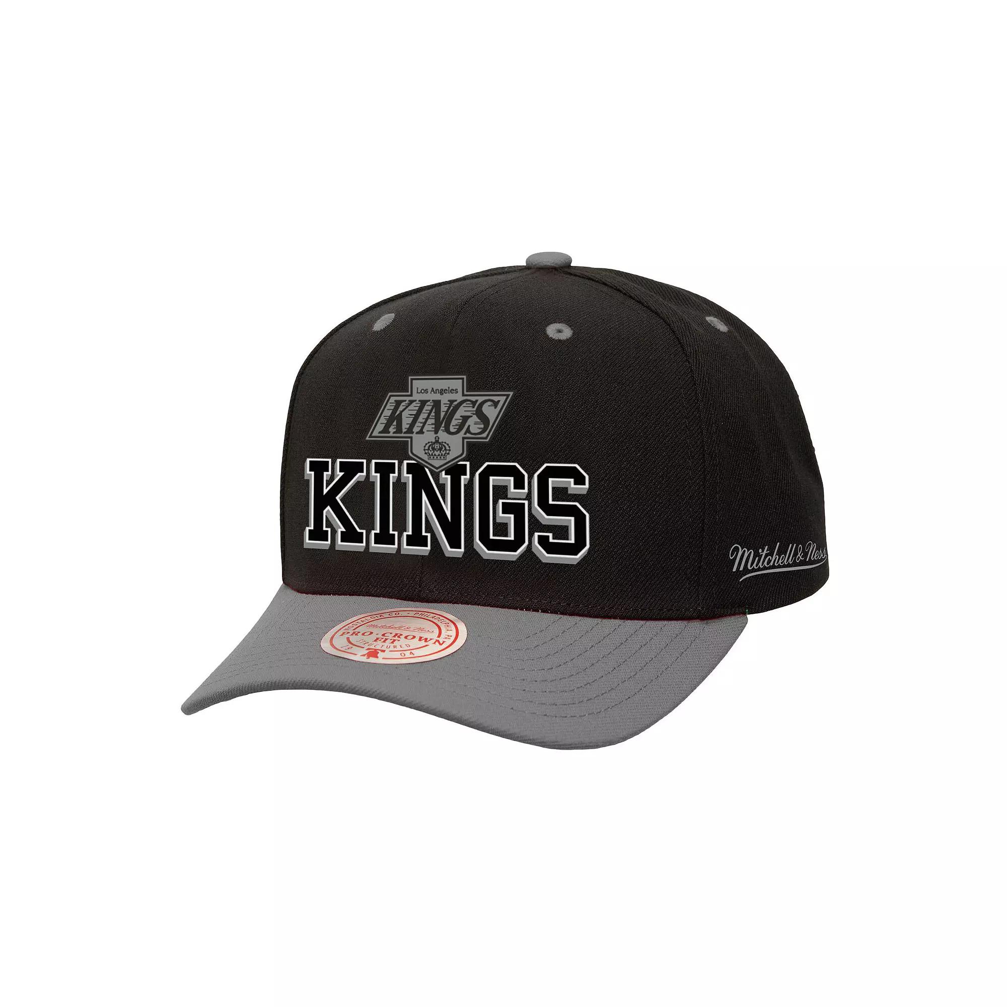 Men's Mitchell & Ness Black/Silver Los Angeles Kings Backside Script Two-Tone Pro Crown Adjustable Hat, Kgs Black Product Image