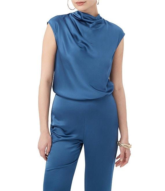Trina Turk Mikan Satin Cowl Neck Cap Sleeve Top Product Image