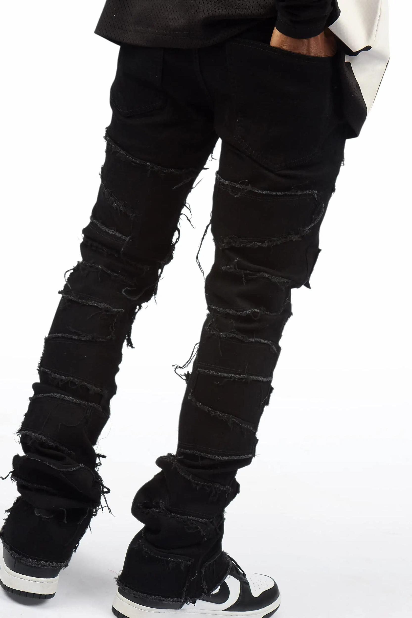 Shake Black Stacked Flare Jean Male Product Image