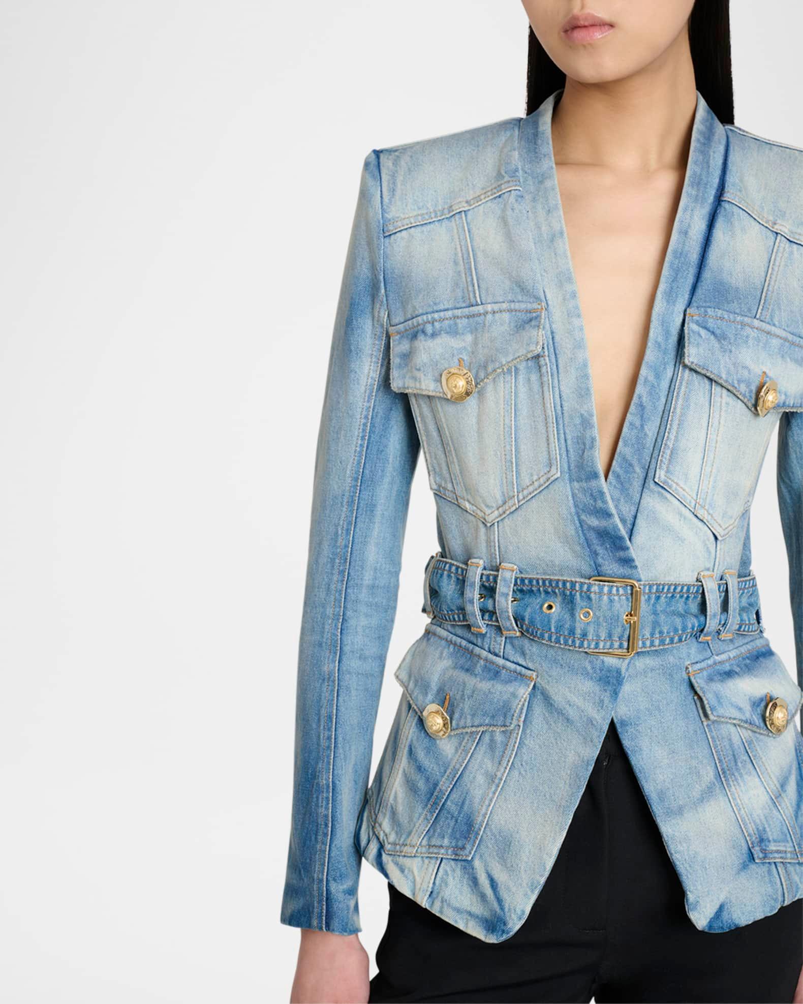 Belted Denim Jacket Product Image