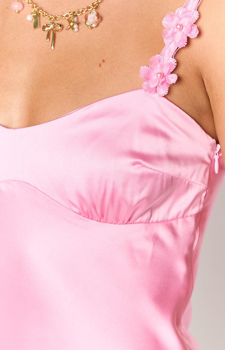 Marbelle Hot Pink Satin Mini Dress Baby Product Image