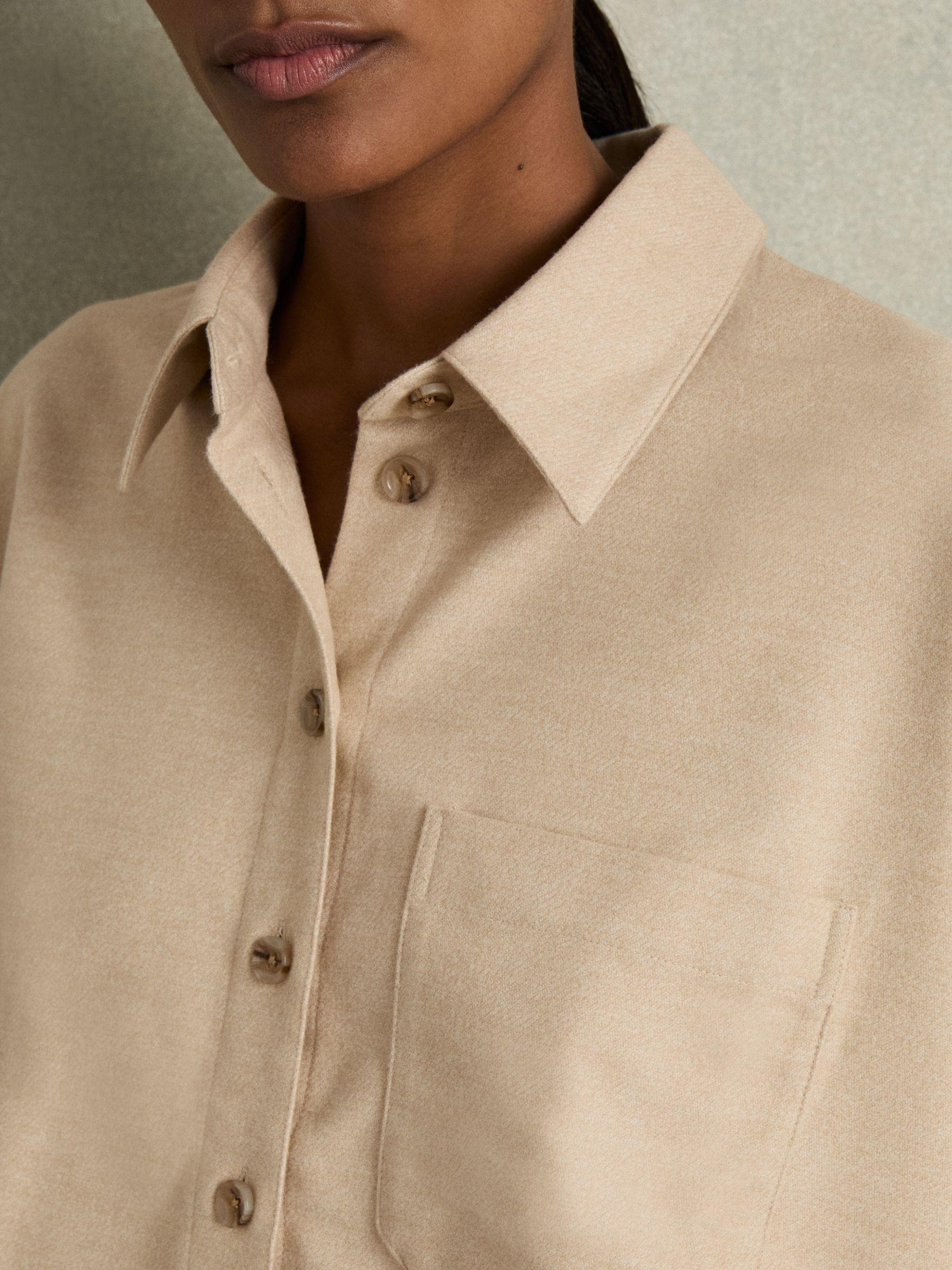 Cropped Flannel Shirt in Stone Product Image