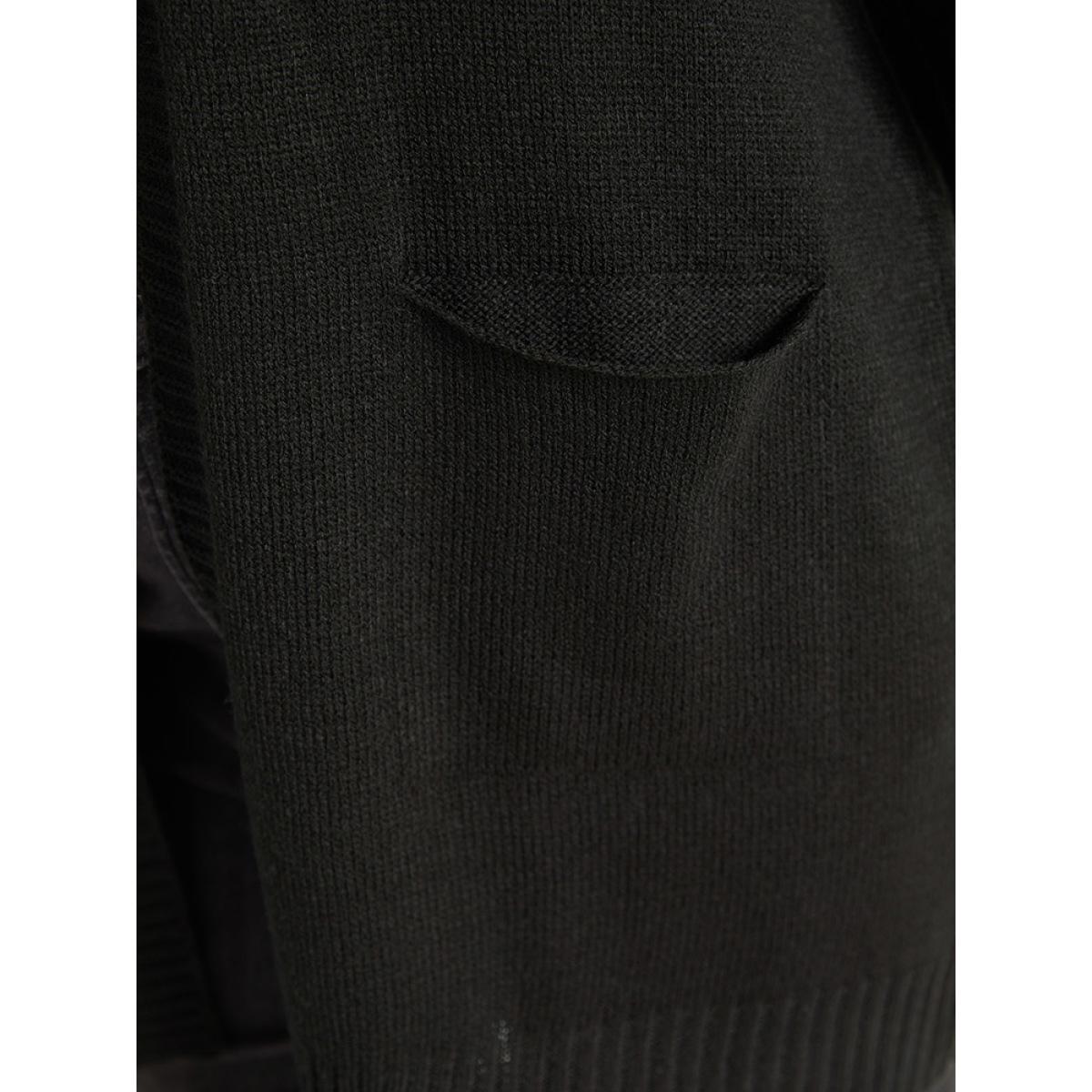 Plus Size Halloween Skull Print Contrast Patched Pocket Cardigan Black Women Casual Loose Long Sleeve Festival-Halloween Cardigans BloomChic 26/4X Product Image