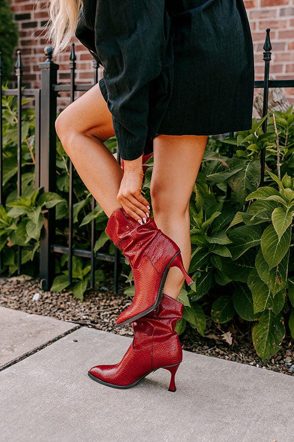 The Eliza Faux Leather Bootie in Wine Product Image