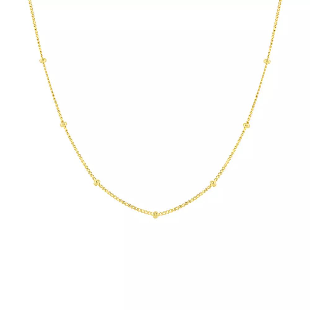 PRIMROSE Sterling Silver Polished Beads Station Curb Chain Necklace, Women's, Size: 20", Gold Tone Product Image